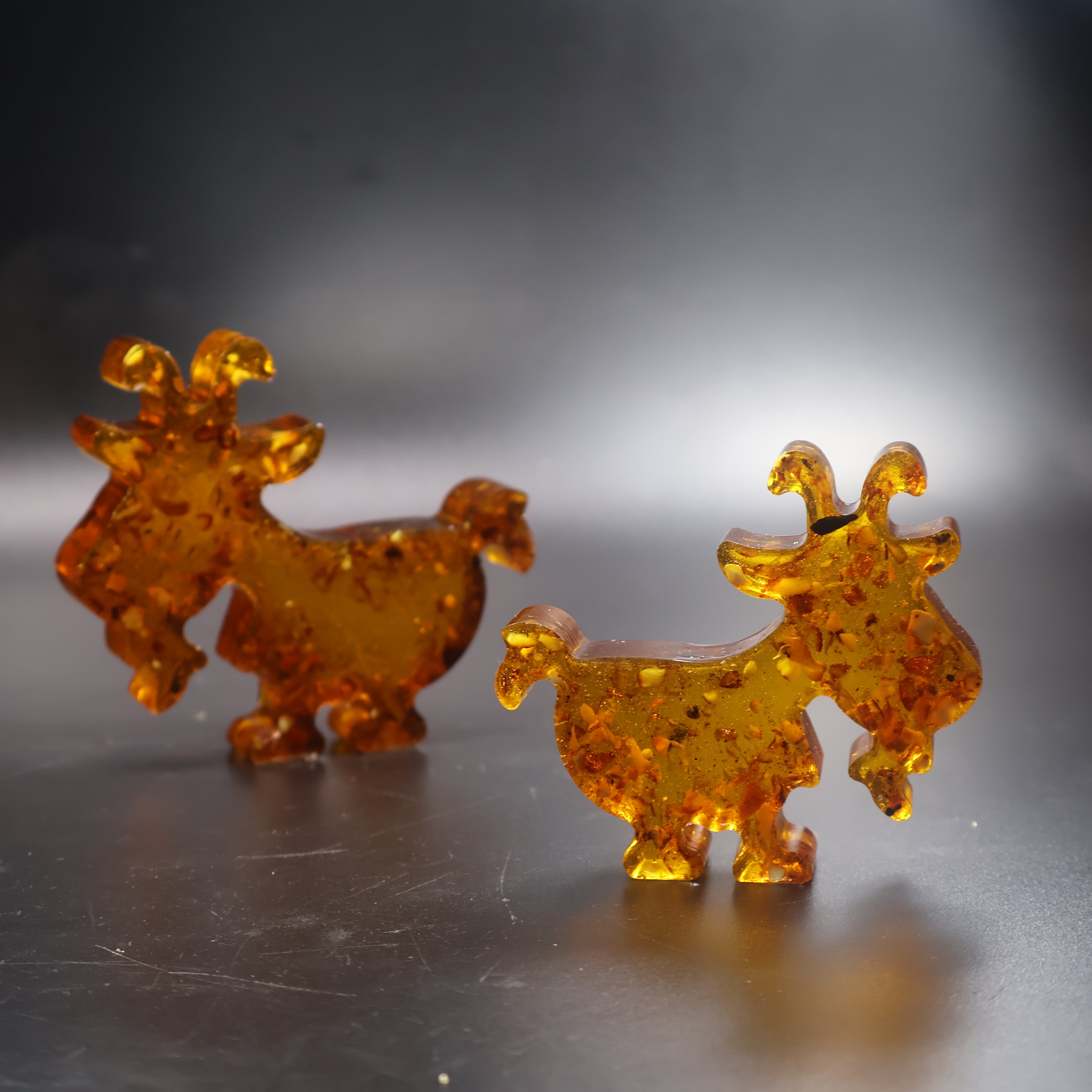 Natural Baltic amber goat figurine Christmas mantel decor KIZIMA