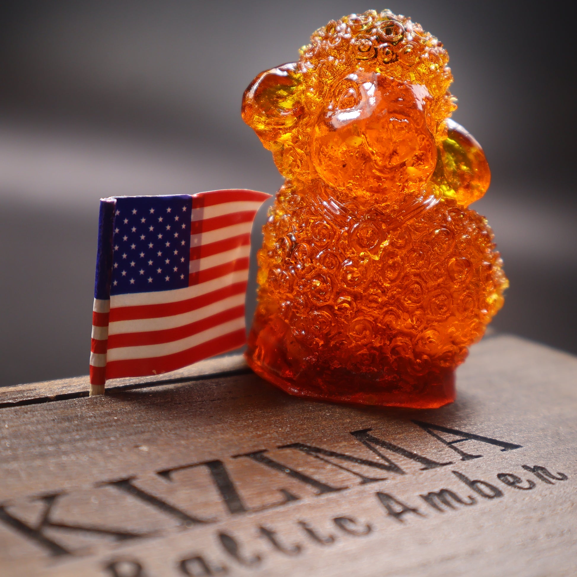 Baltic amber lamb figurine Christmas home decor KIZIMA angle view