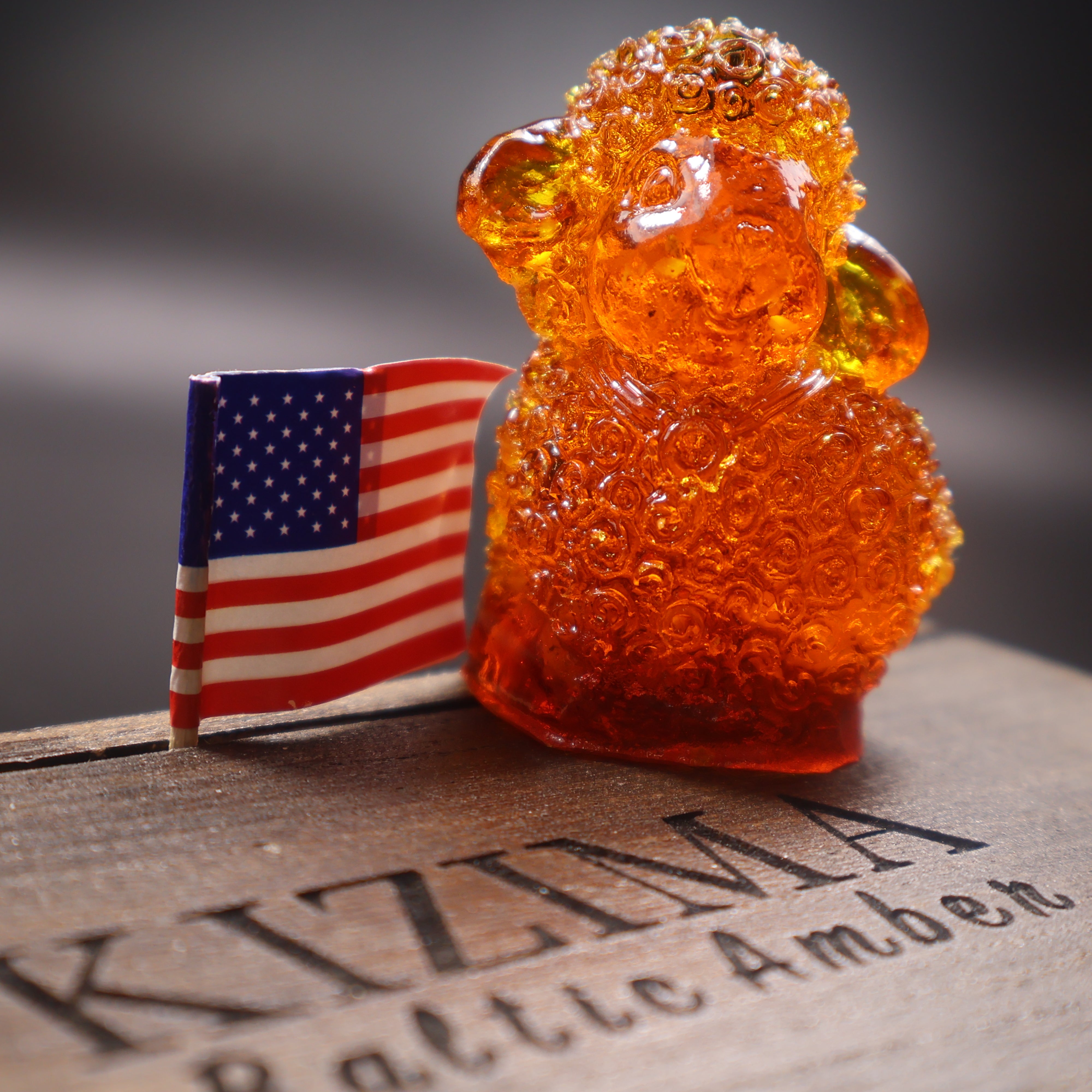 Baltic amber lamb figurine Christmas home decor KIZIMA angle view
