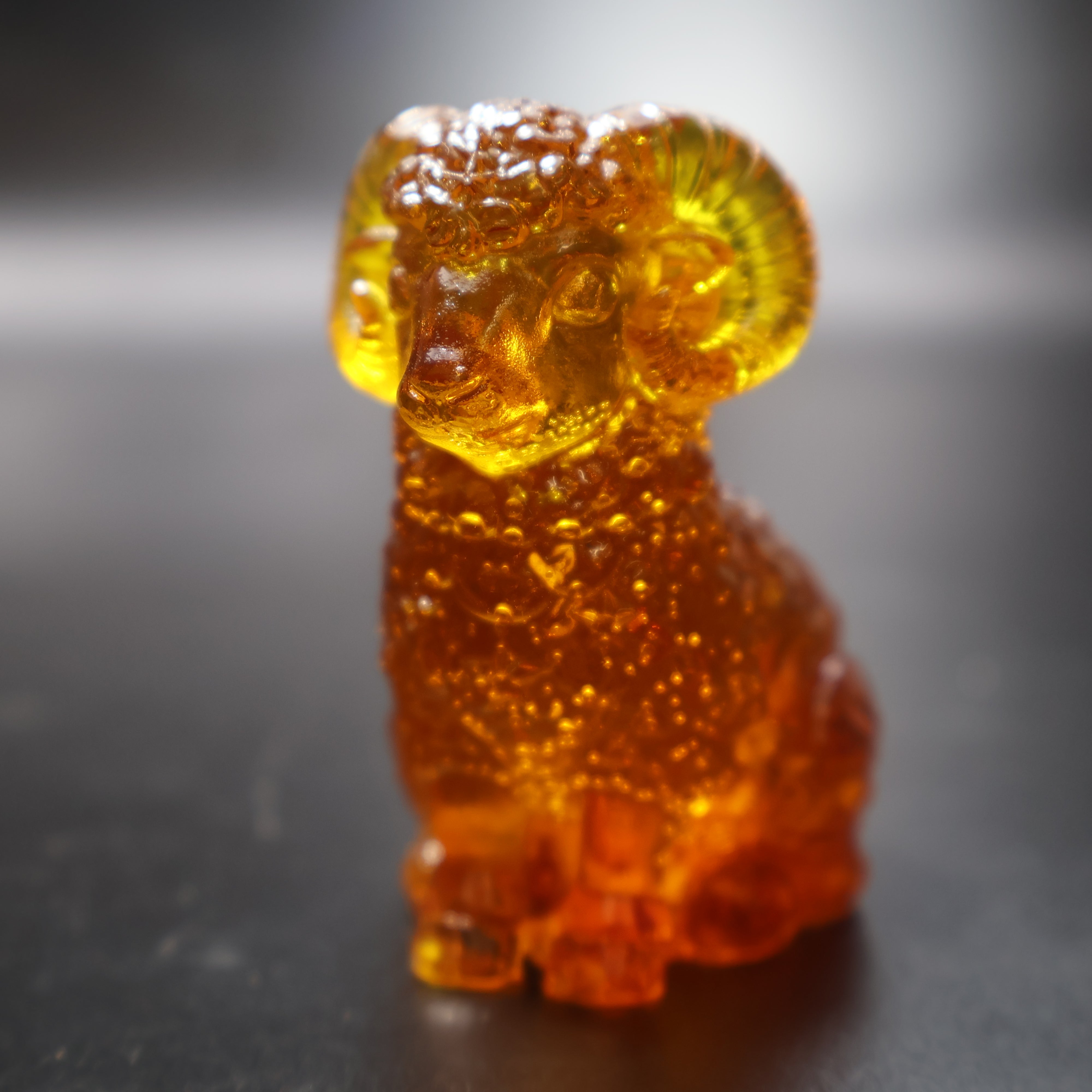 Amber ram figurine collectible holiday decor made in USA