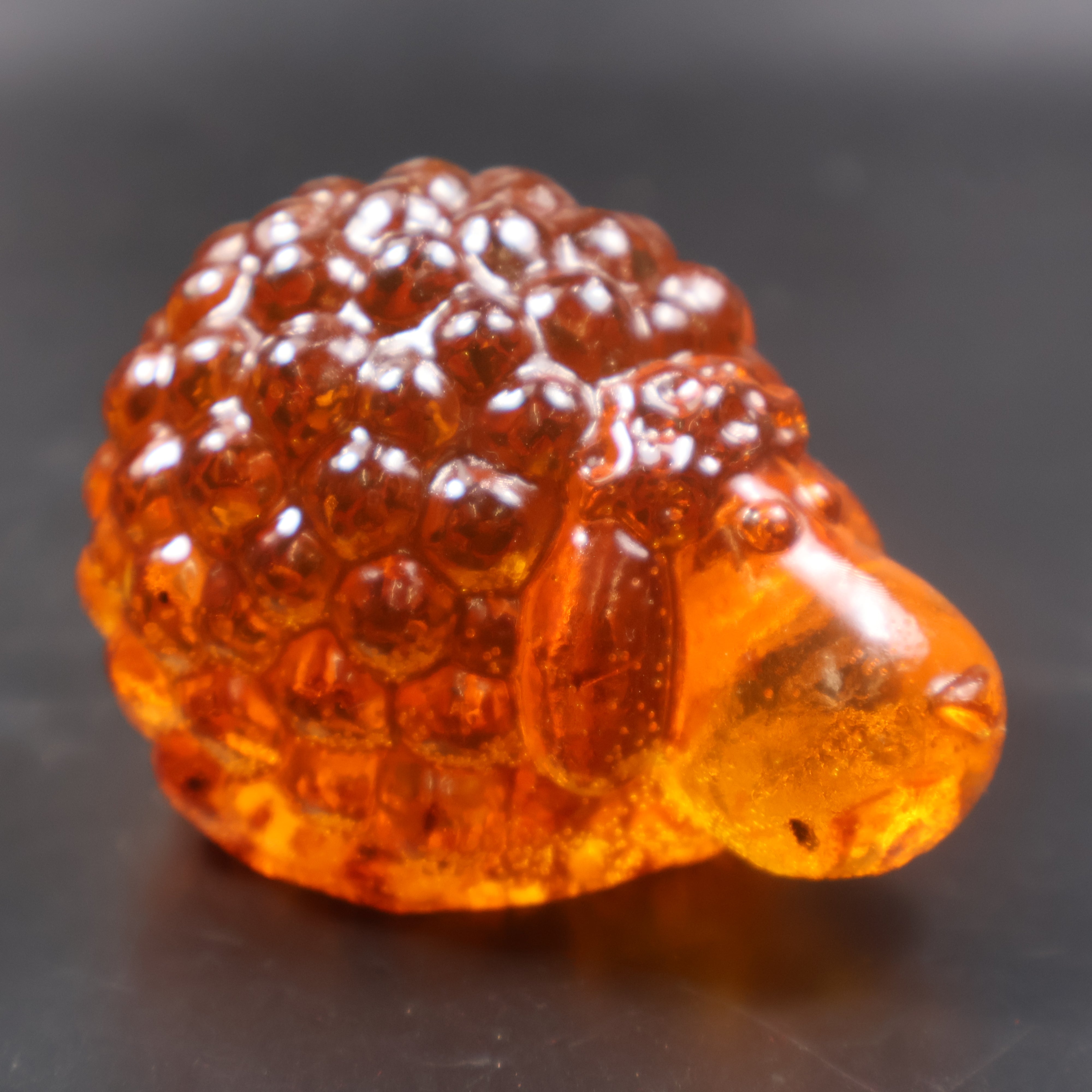 Natural Baltic amber sheep figurine with long ears handcrafted in Brooklyn New York