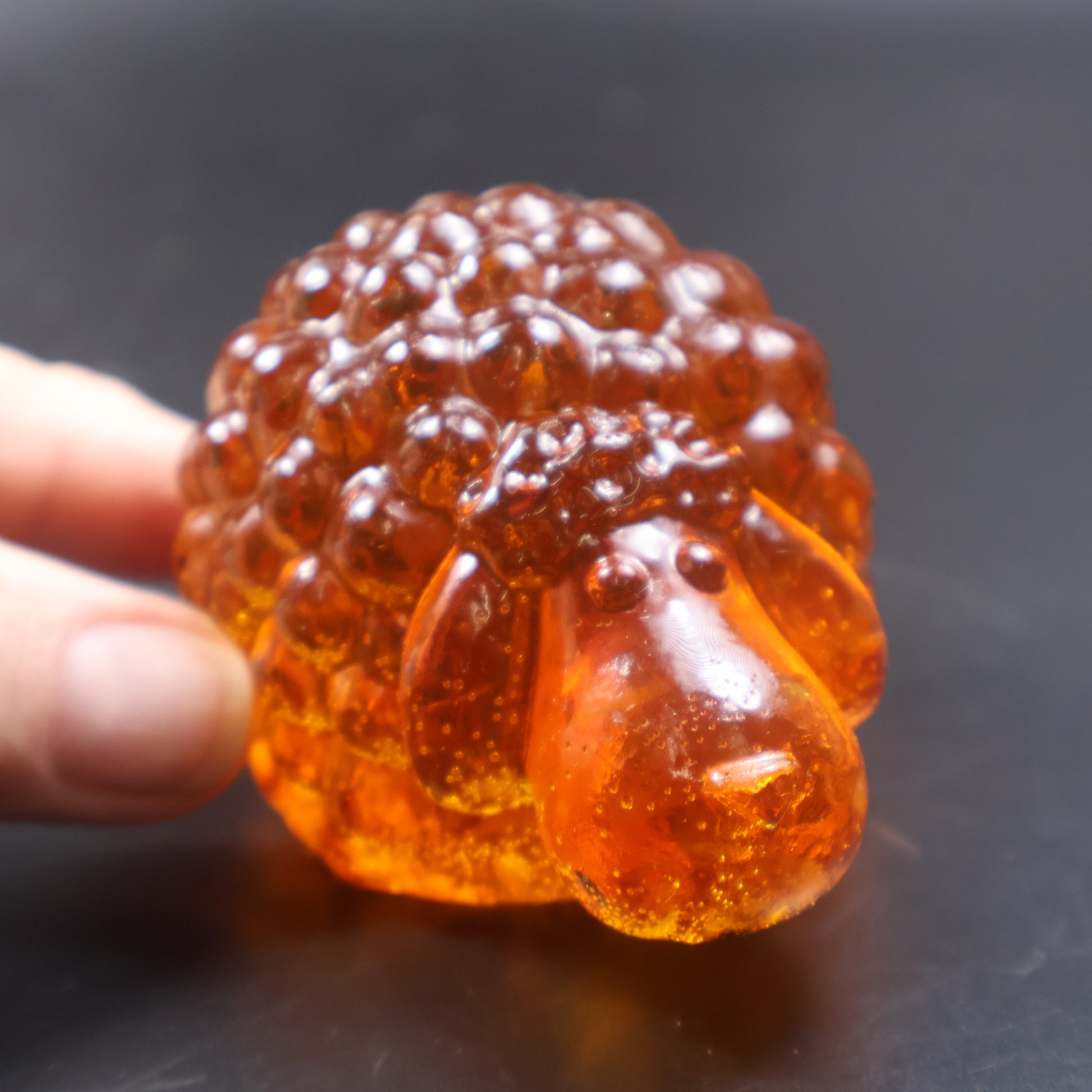 Natural Baltic amber sheep sculpture Christmas gift KIZIMA detail