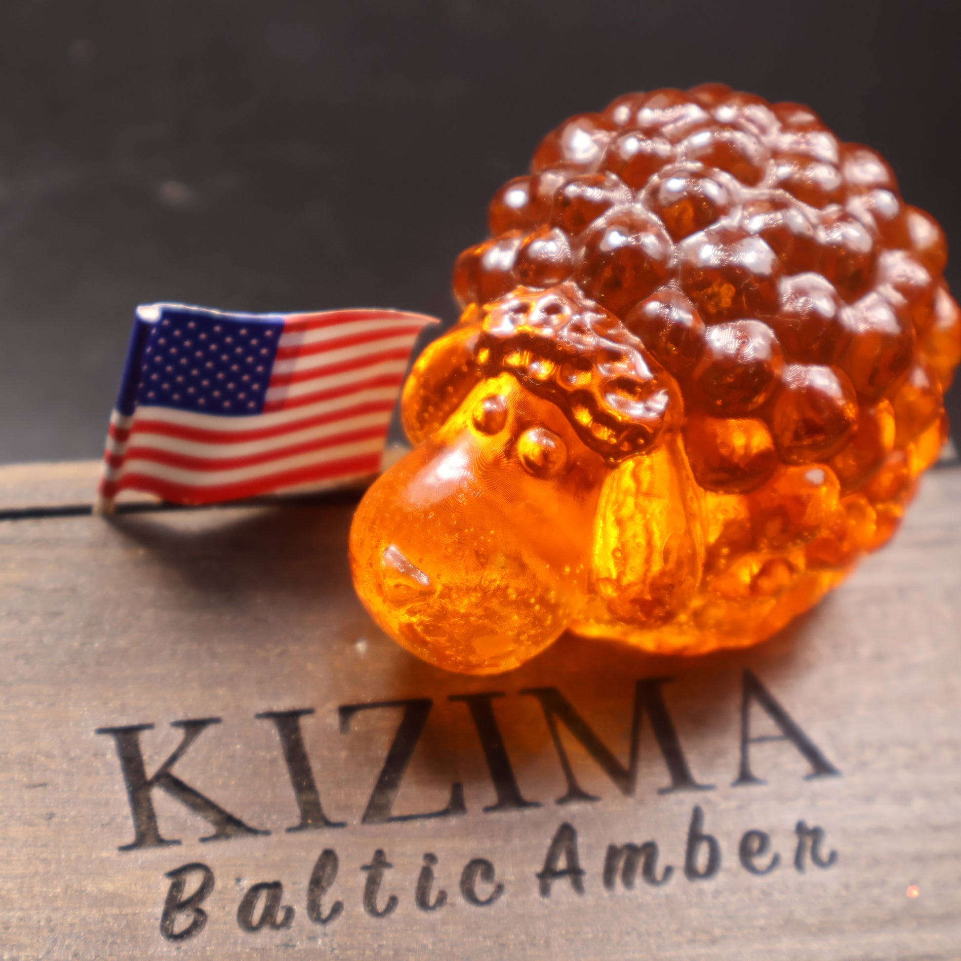 Amber sheep figurine handmade Christmas collectible Brooklyn New York