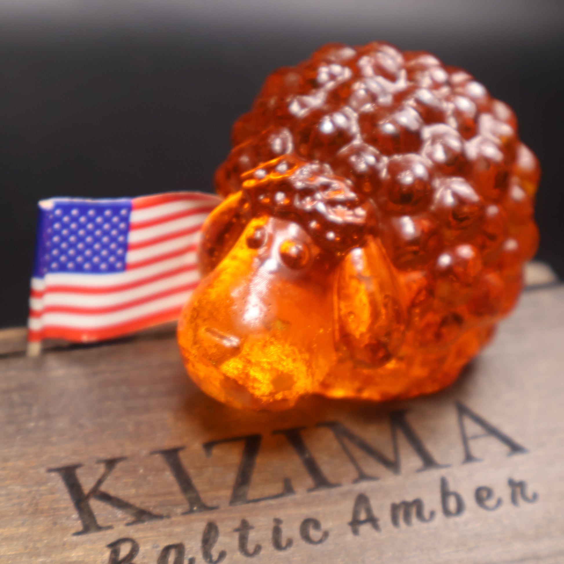 Baltic amber sheep figurine luxury Christmas gift KIZIMA angle view