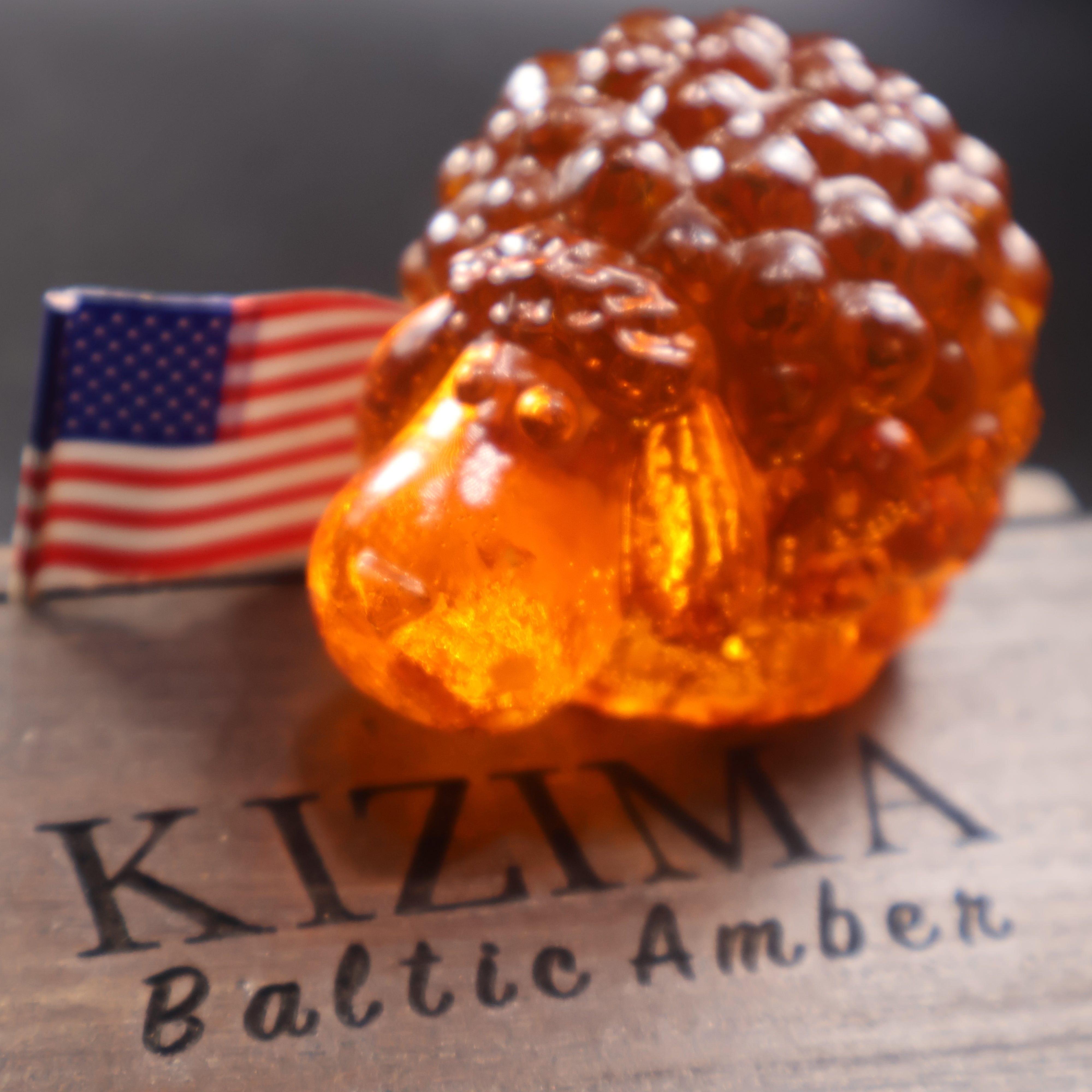 Natural amber sheep figurine Christmas decor detail view