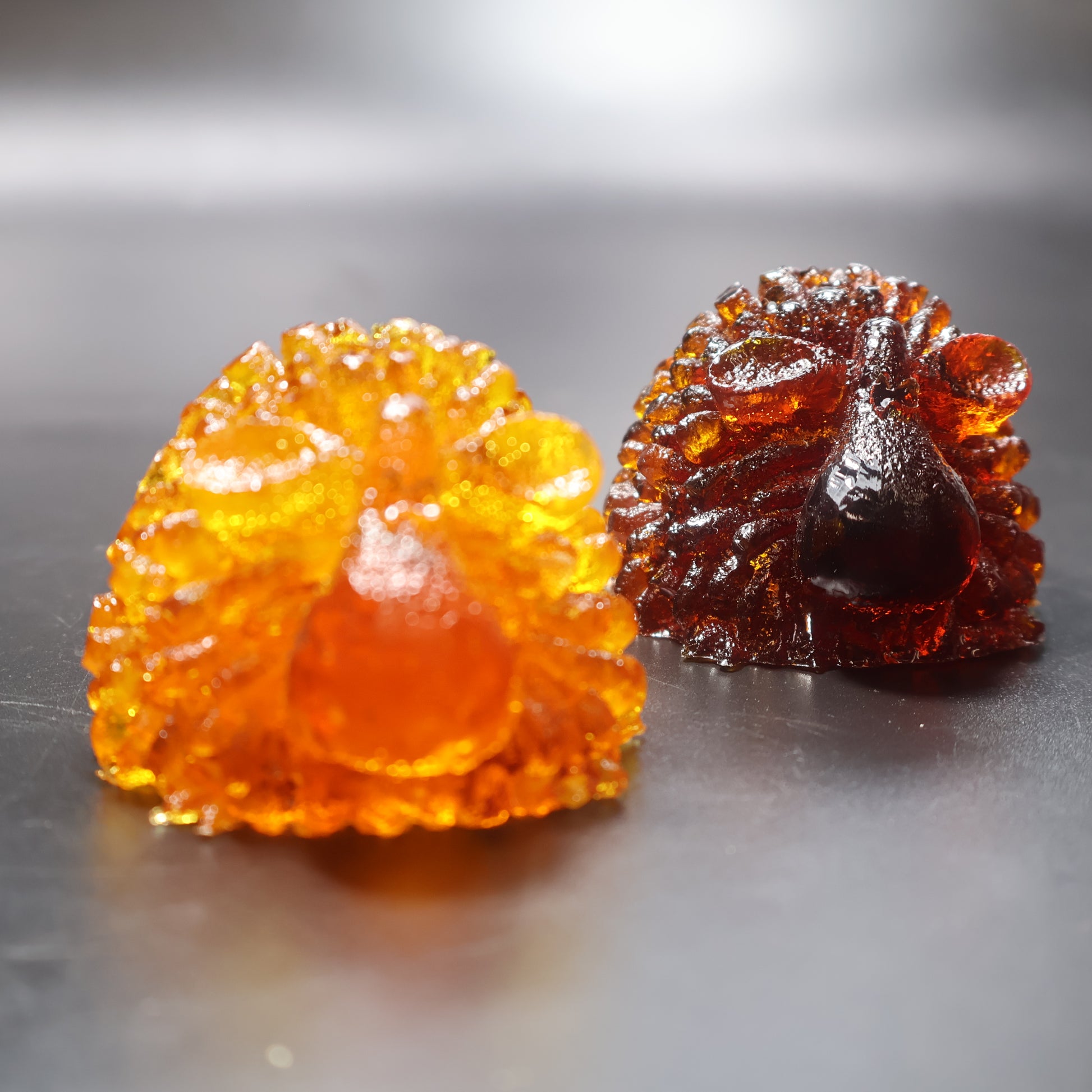 Handcrafted amber sheep figurine golden Baltic amber close up