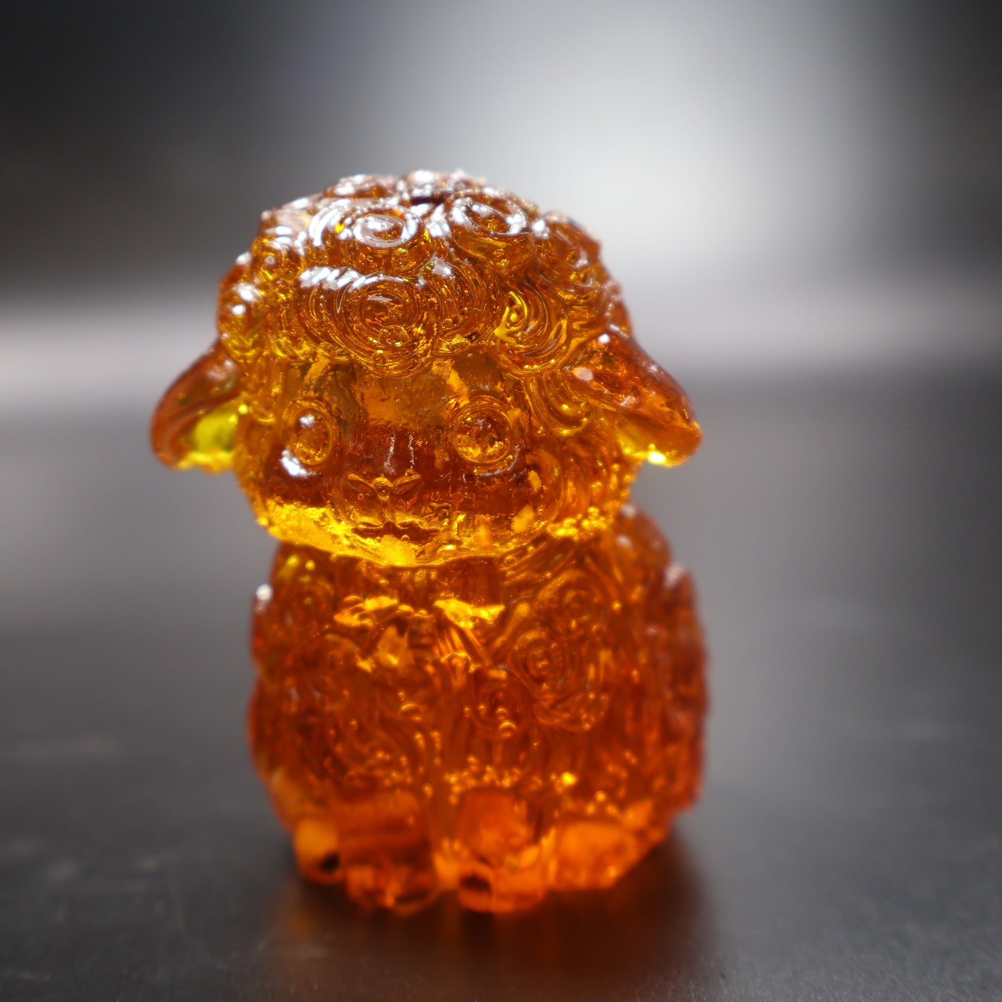 Handmade Baltic amber sheep figurine Christmas gift KIZIMA side view