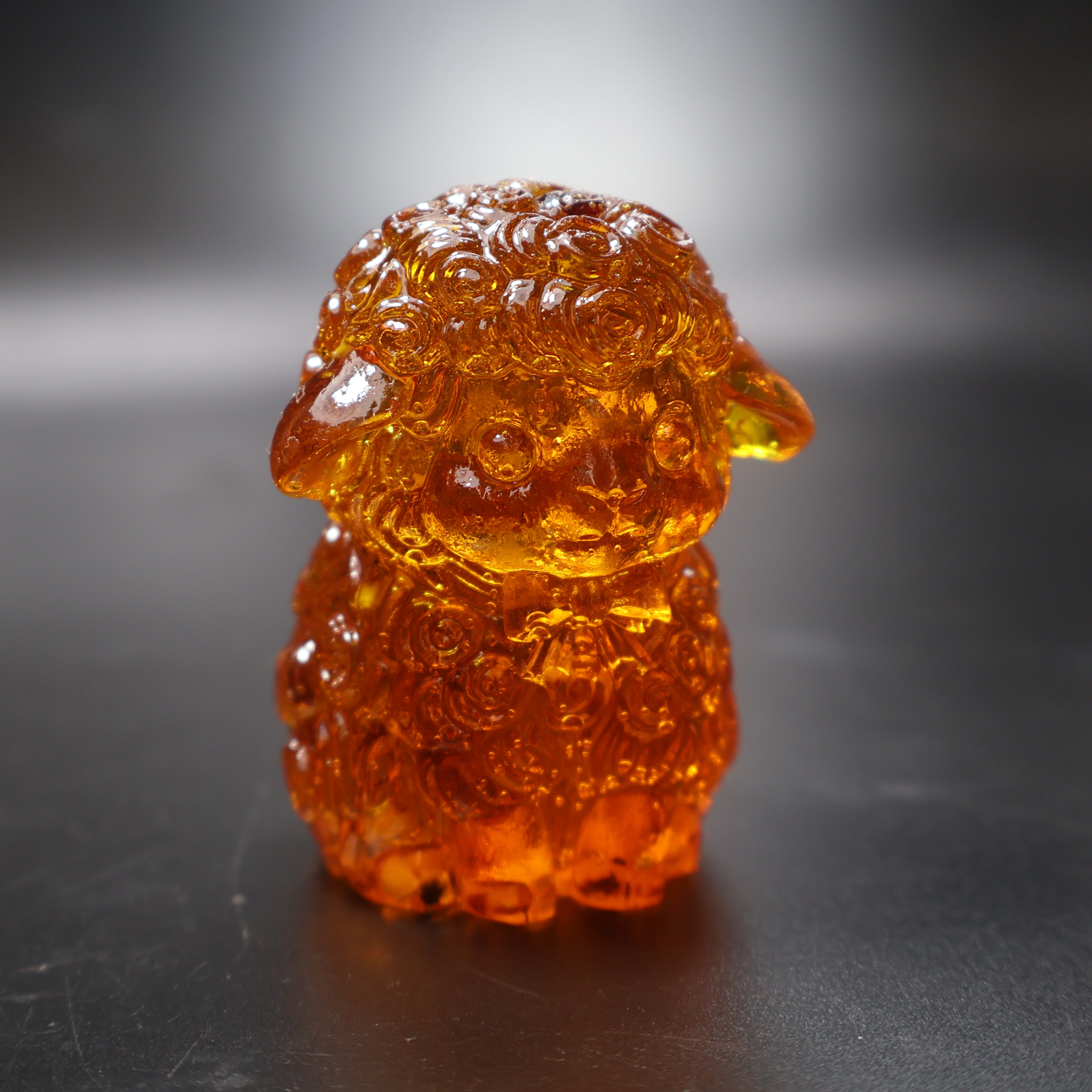 Amber sheep figurine handmade Christmas collectible Brooklyn New York