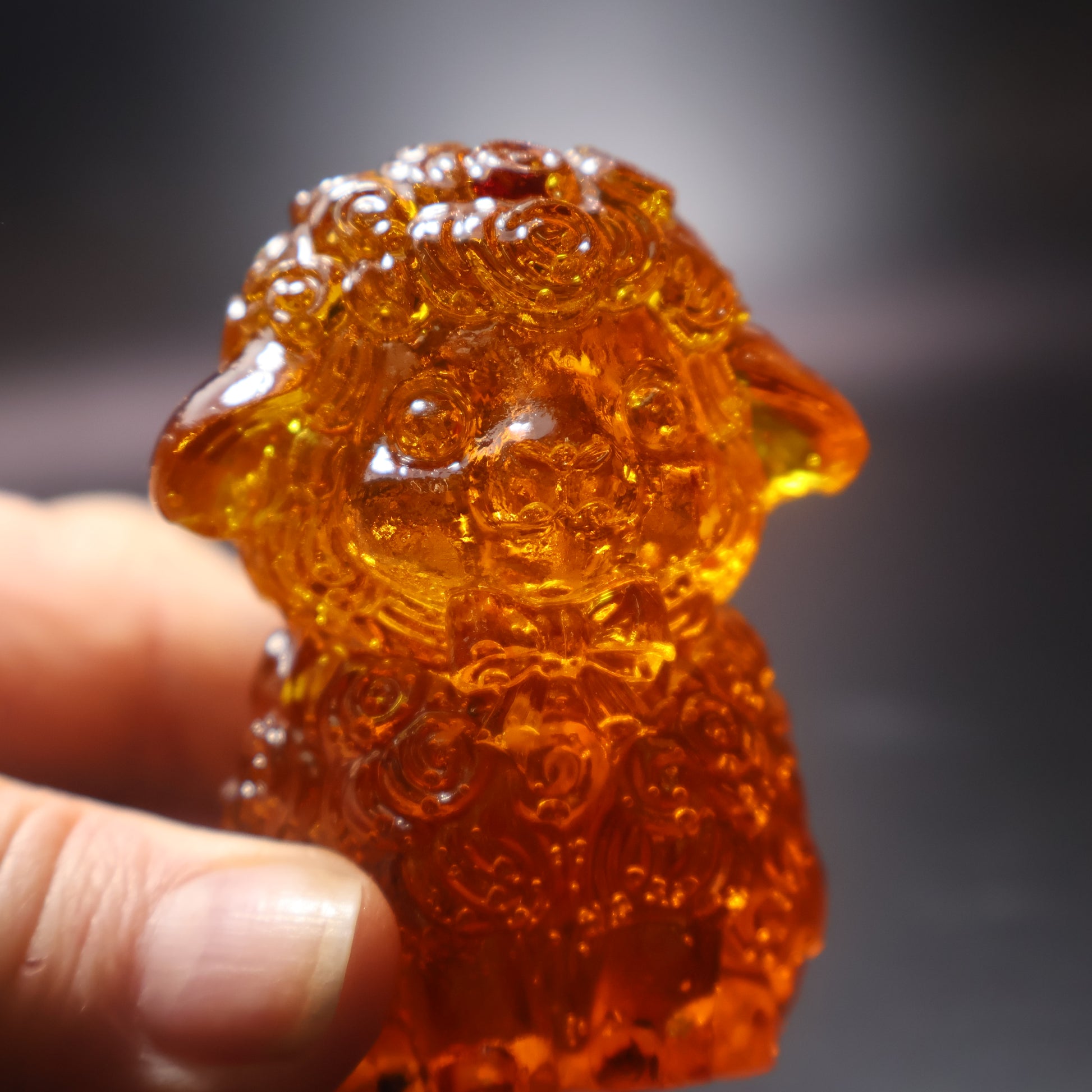 Baltic amber sheep figurine luxury Christmas gift KIZIMA angle view