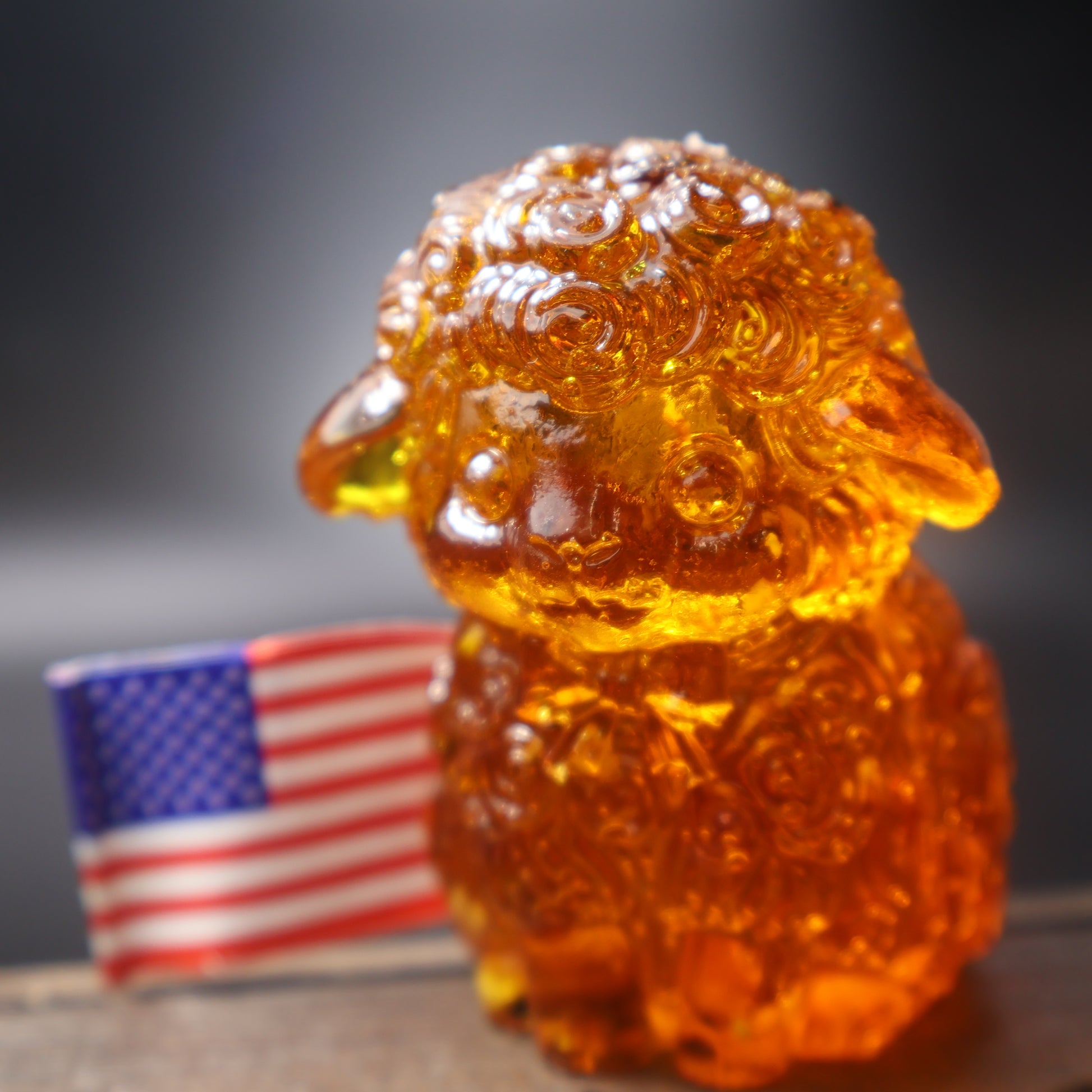 Handmade natural Baltic amber sheep figurine KIZIMA studio photo