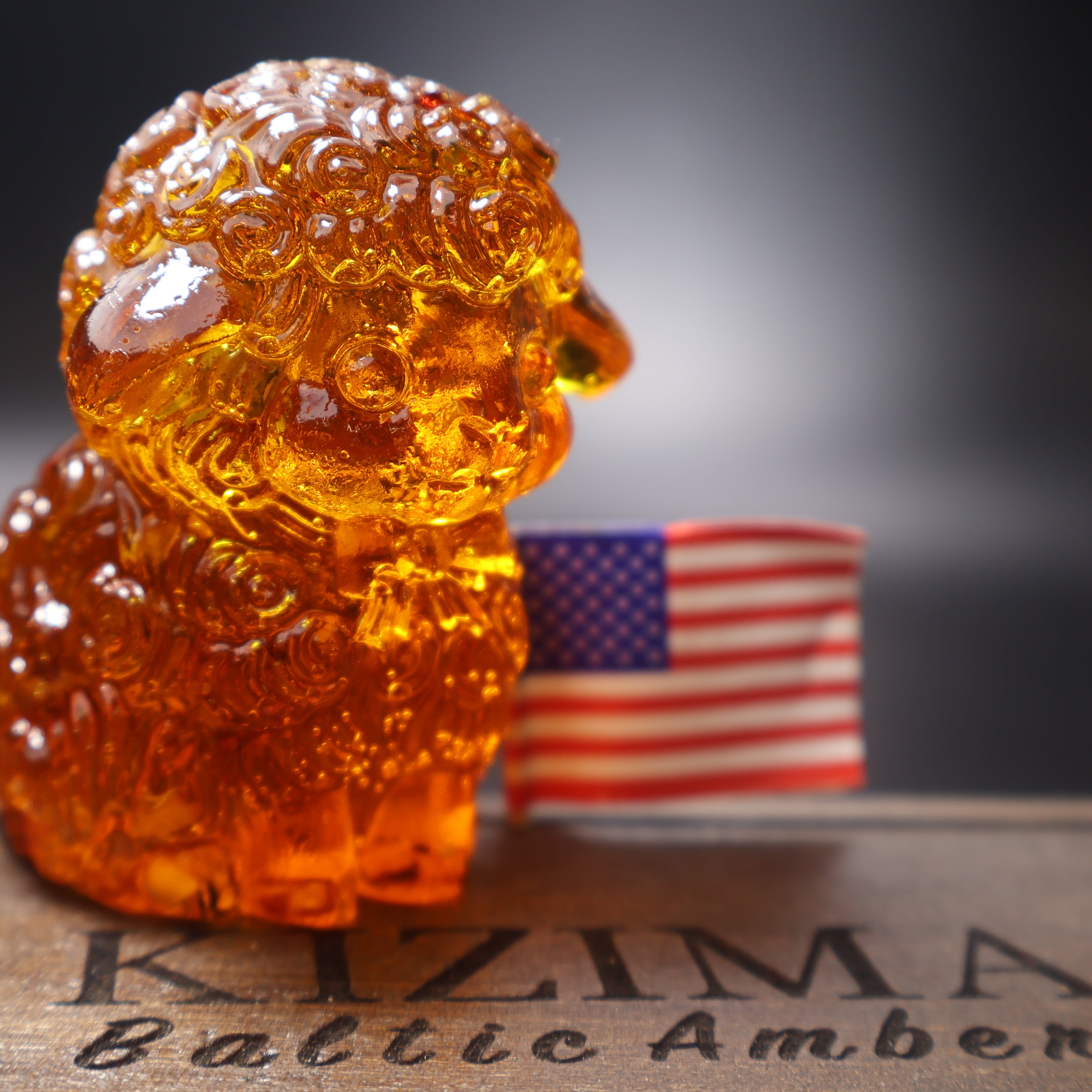 Amber sheep figurine golden Baltic amber holiday decoration