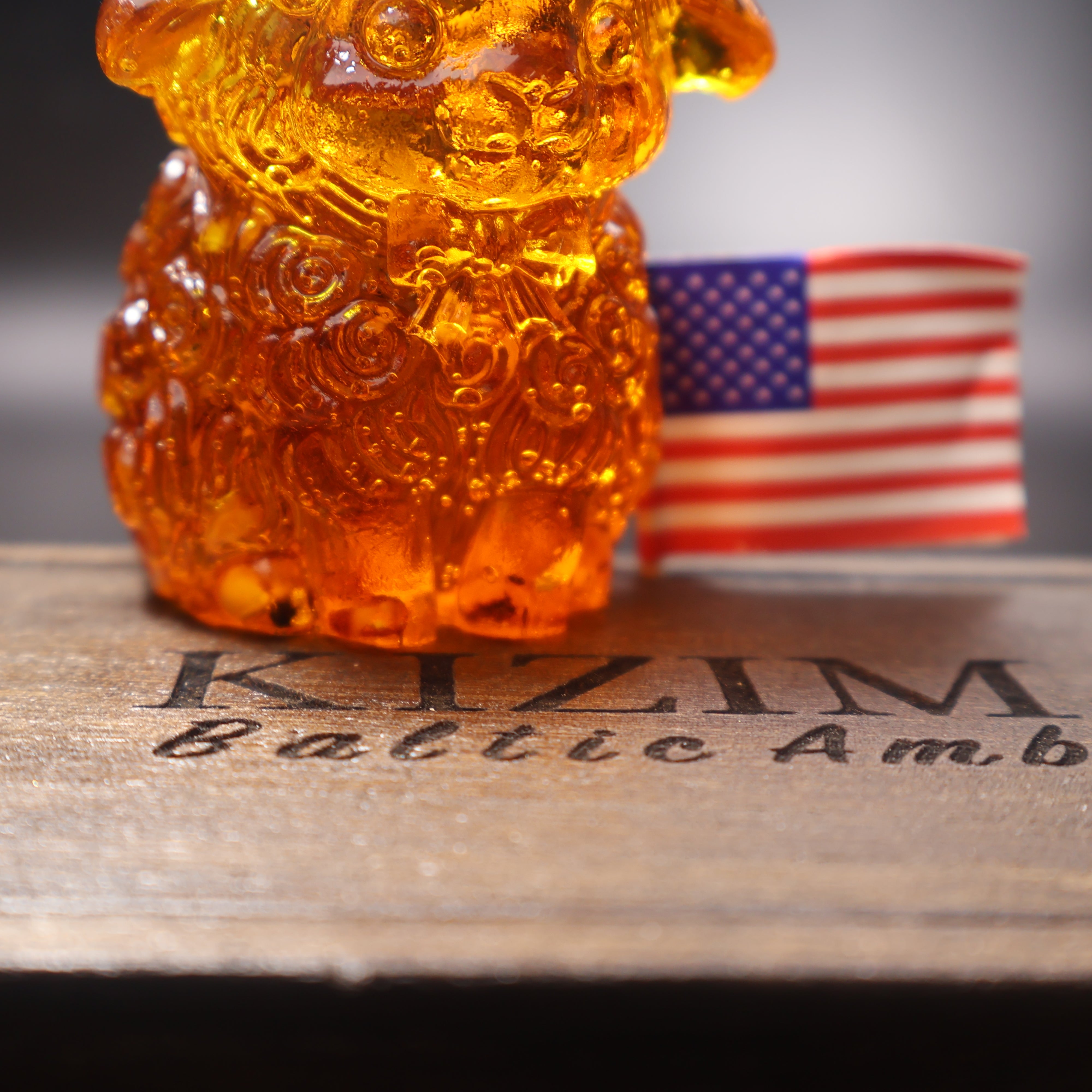Natural Baltic amber sheep figurine Christmas mantel decor KIZIMA