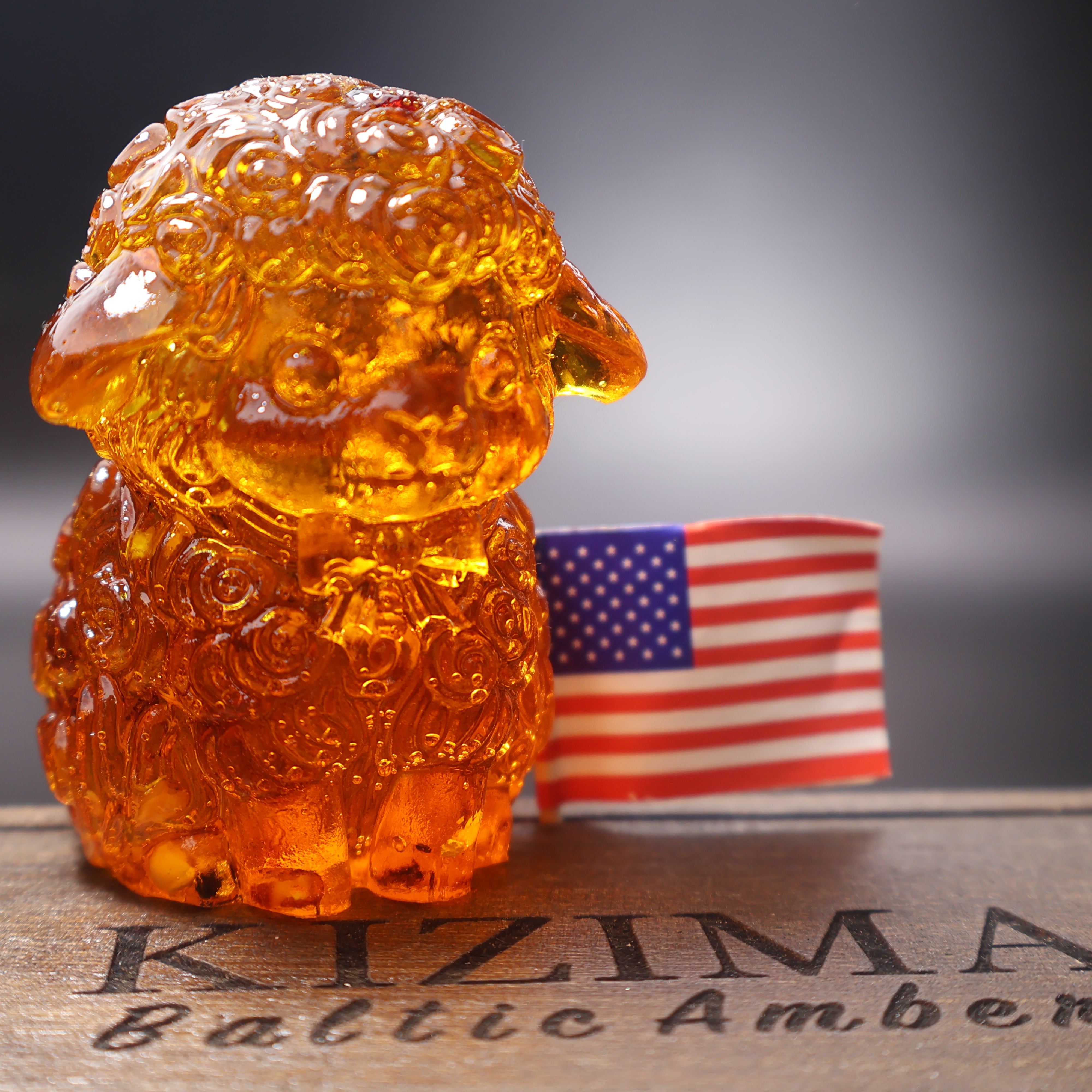 Made in USA Baltic amber sheep figurine Christmas gift ready to give