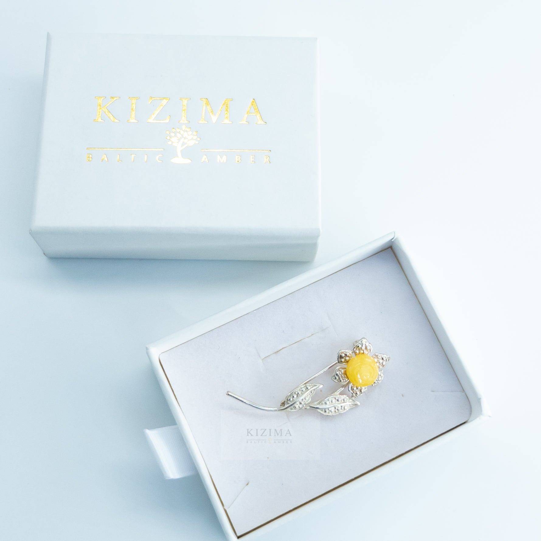 Broche Tournesol Ambre FAIT MAIN USA KIZIMA