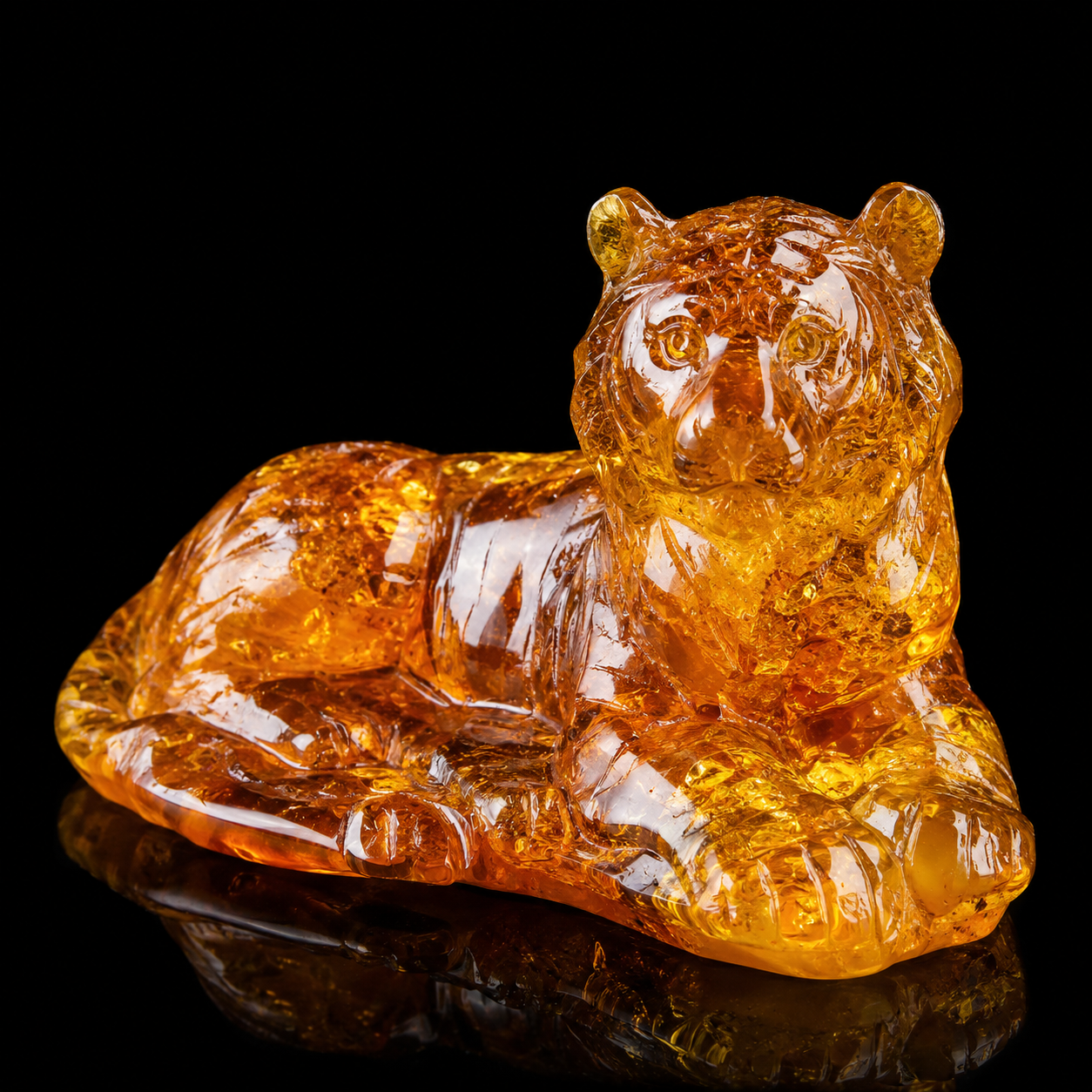 Made in USA Genuine Baltic Amber Tiger Figurine – Handcrafted Zodiac Tiger Sculpture | KIZIMA®