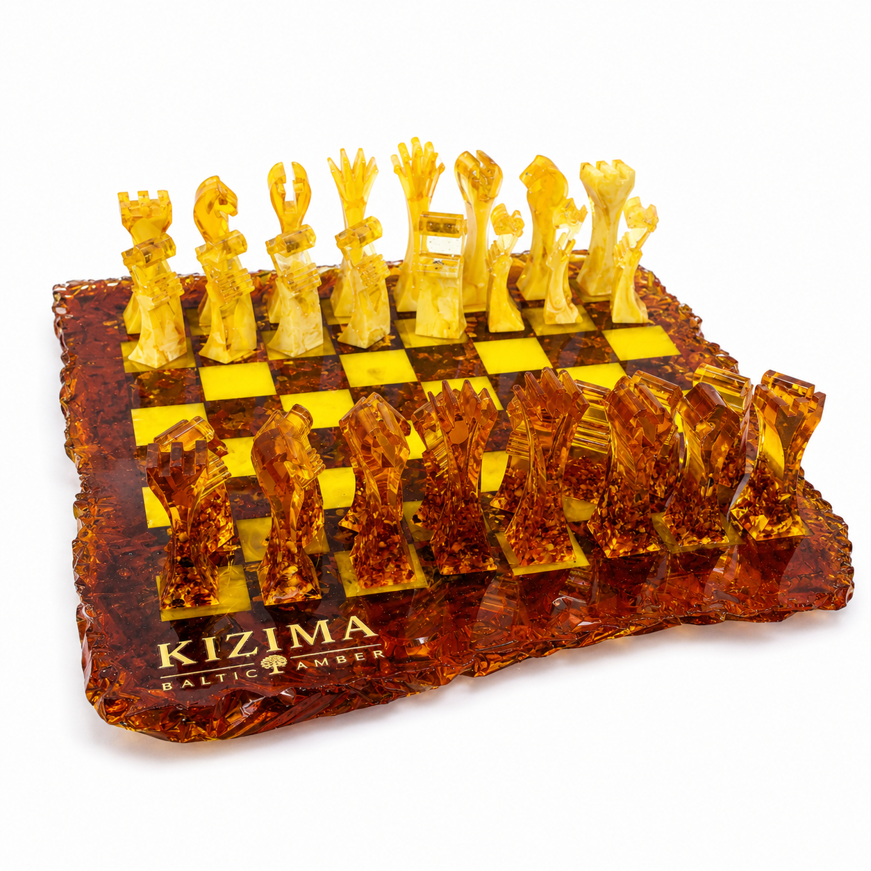 Échiquier d'échecs en ambre de la Baltique – Édition compacte de luxe KÖNIGSBERG IMPERIAL