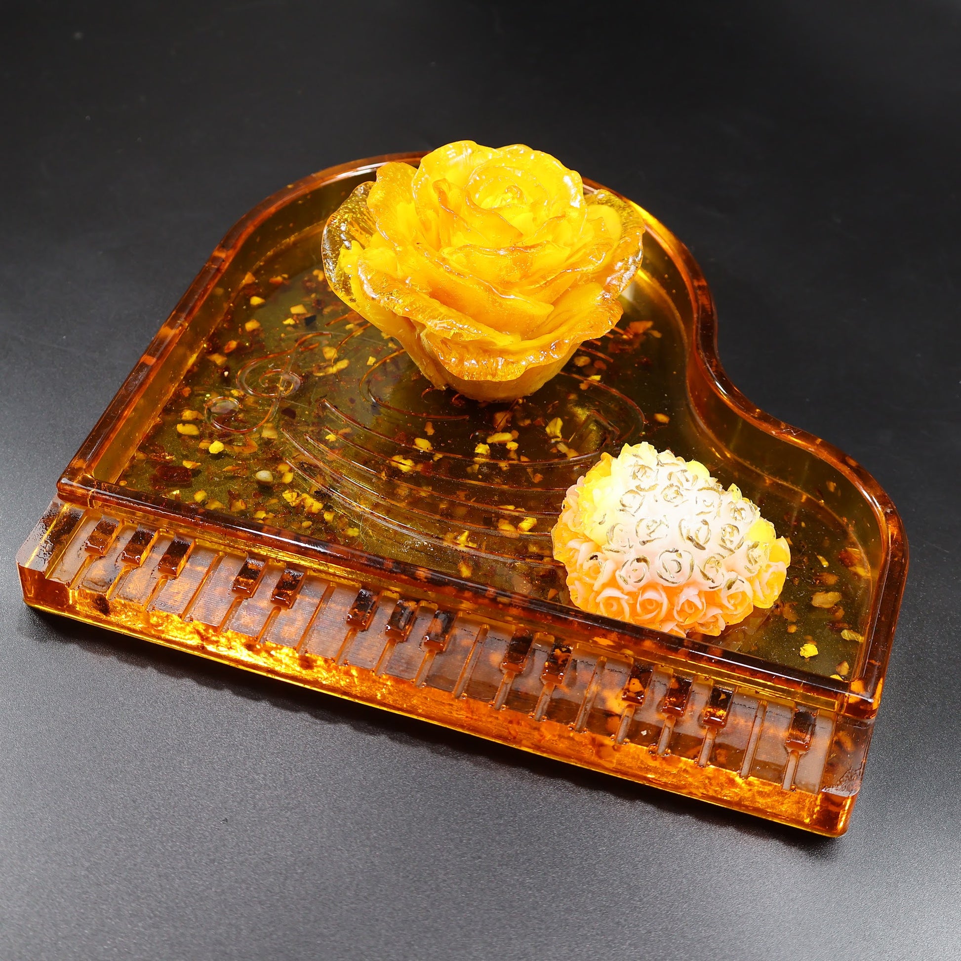 Amber grand piano jewelry box gift for pianist Made in USA KIZIMA