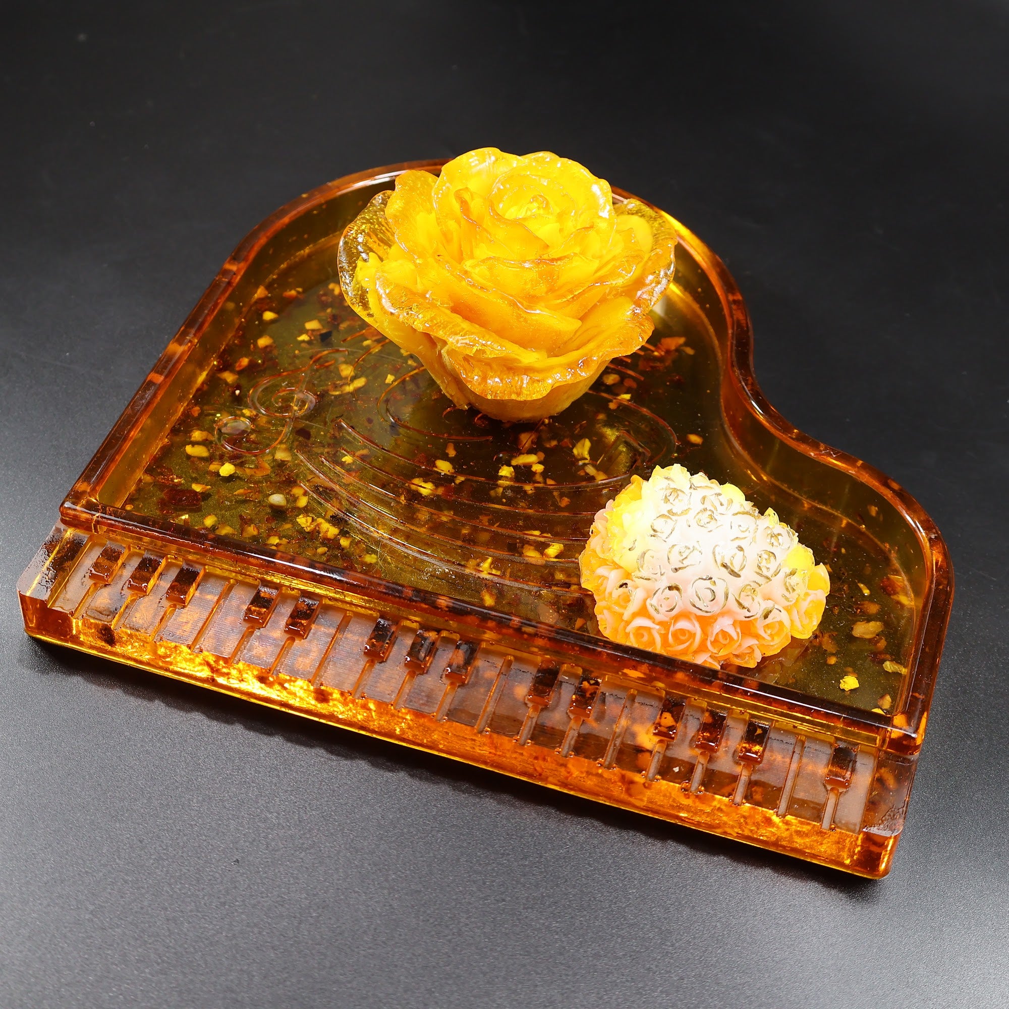 Amber grand piano jewelry box gift for pianist Made in USA KIZIMA