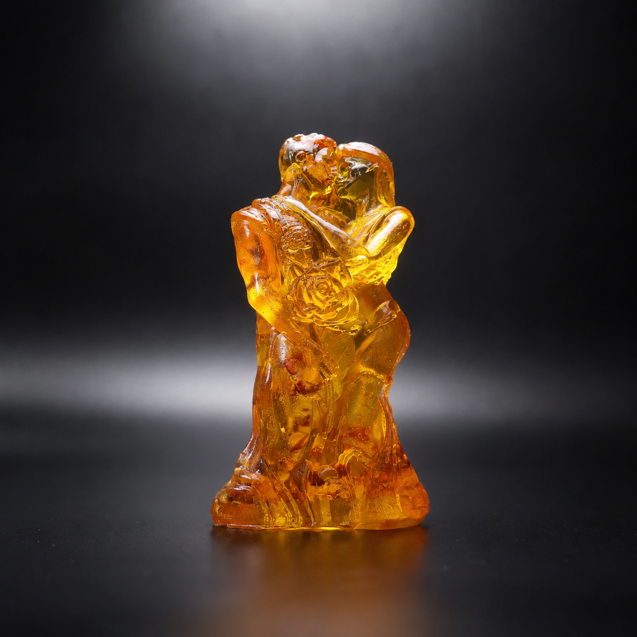 Baltic amber bride and groom figurine, romantic anniversary and wedding gift, translucent amber