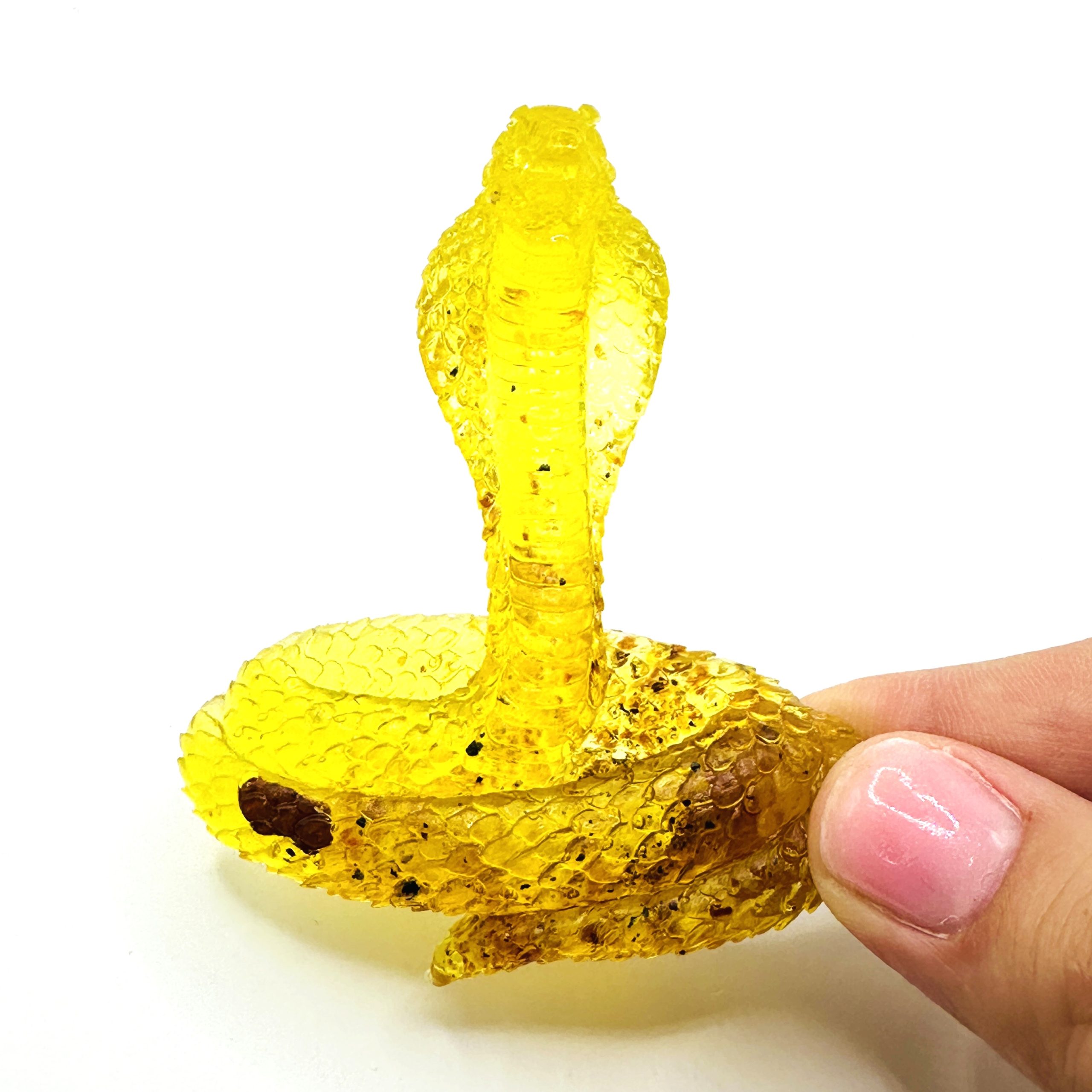 KIZIMA® cobra Baltic amber figurine — genuine amber decor, handmade in USA, detail view