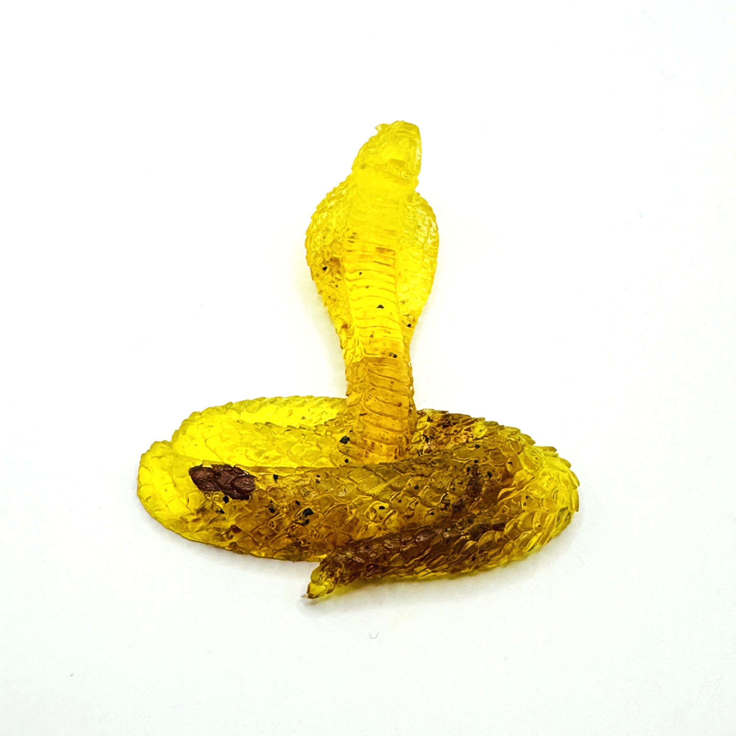 KIZIMA® amber cobra figurine — genuine Baltic amber decor, handmade in USA, close-up