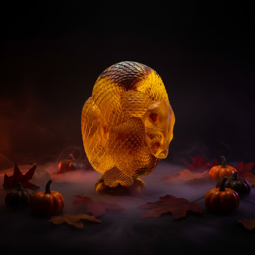 Coiled snake Baltic amber figurine by KIZIMA® — handmade in USA, detail view