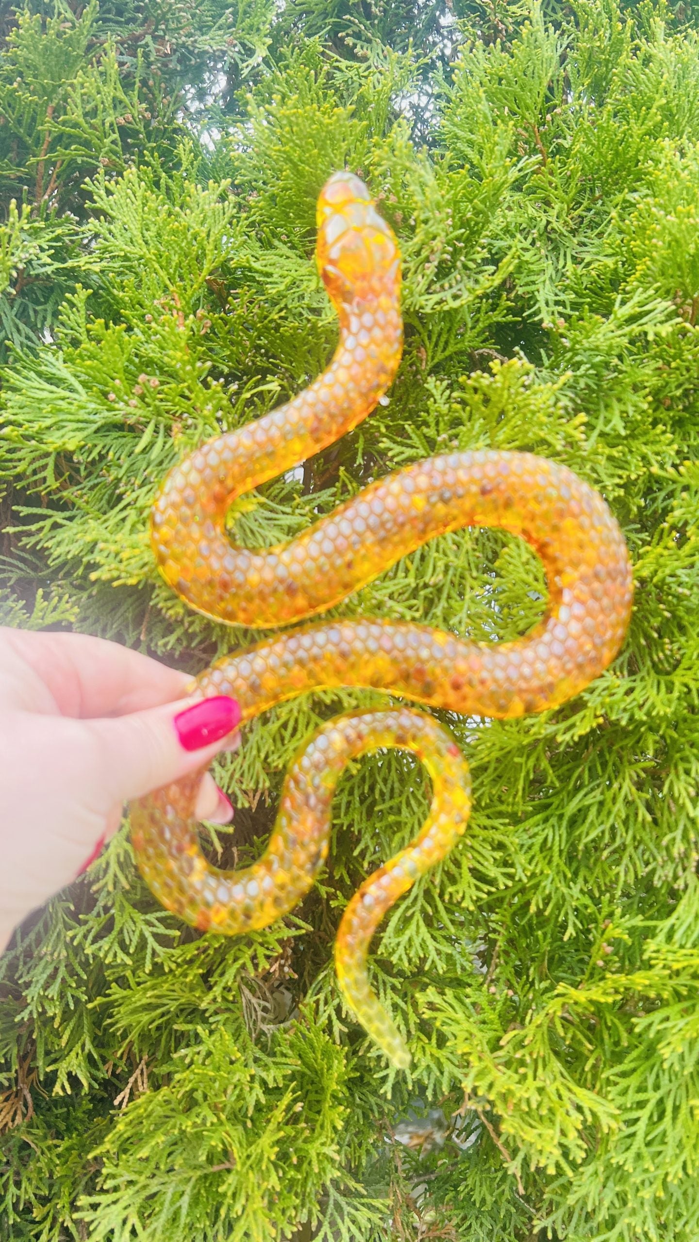 KIZIMA® magical snake Baltic amber figurine — genuine amber decor, handmade in USA, detail view
