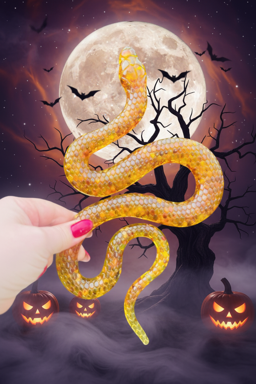 Magical snake Baltic amber figurine by KIZIMA® — handmade in USA, detail view