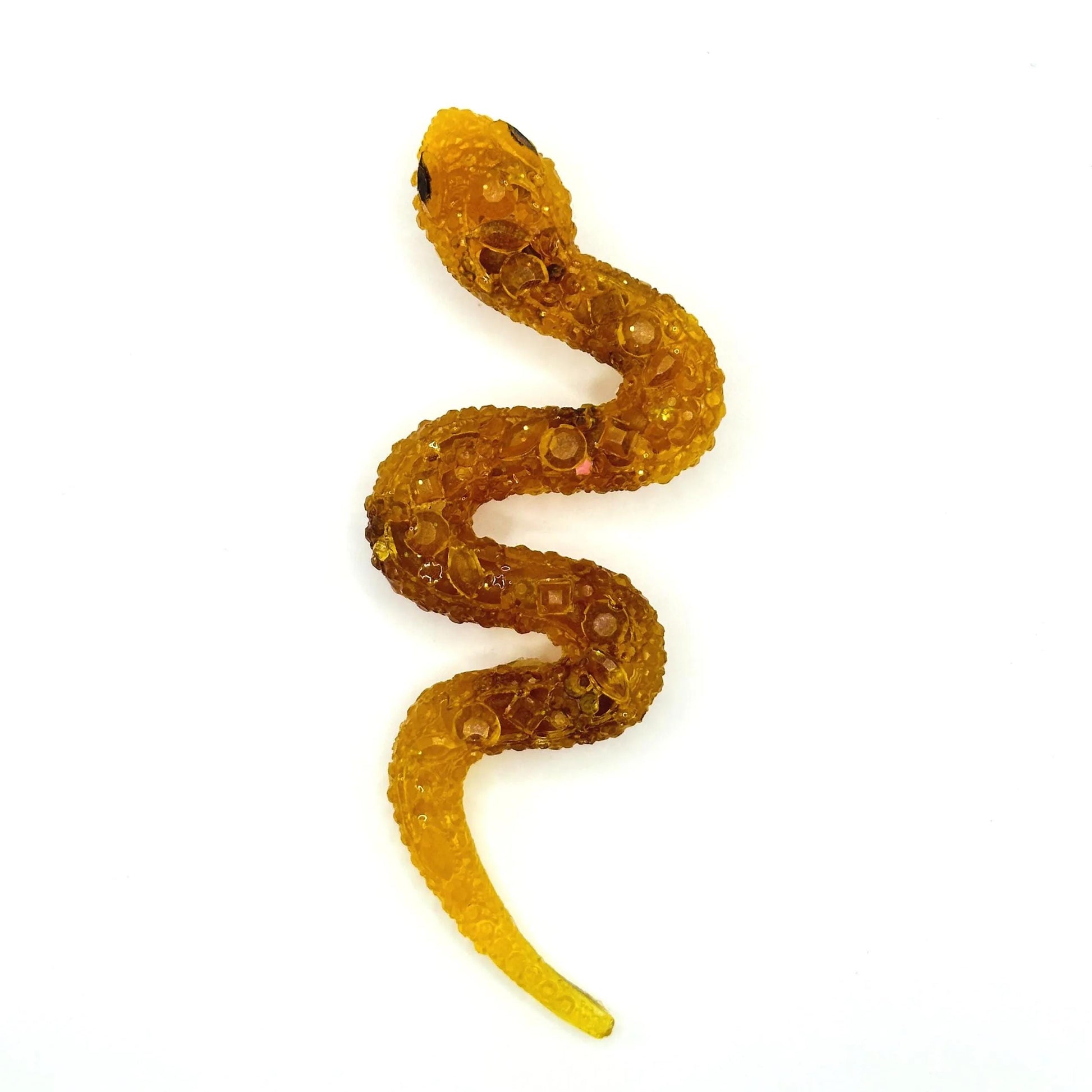 KIZIMA® amber snake brooch — genuine Baltic amber jewelry, handmade in USA, side view