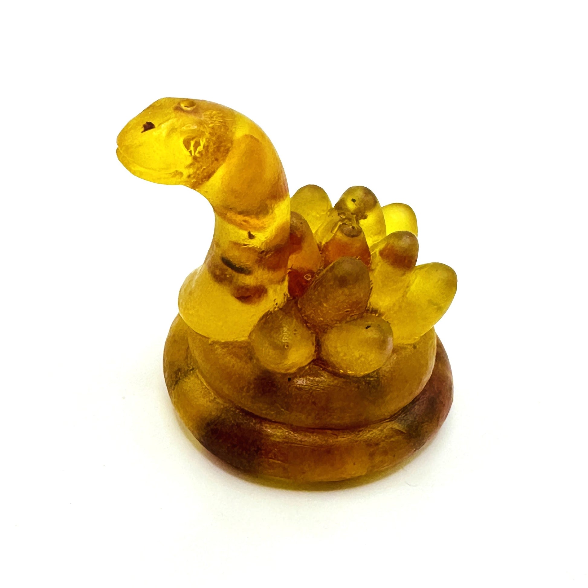 KIZIMA® amber snake figurine — genuine Baltic amber decor, handmade in USA, close-up