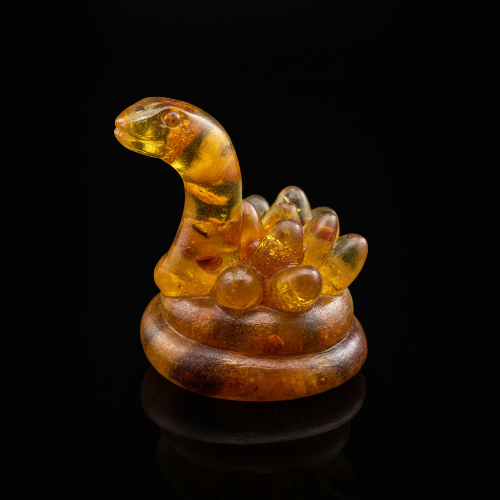 Made in USA Natural Baltic Amber Snake Figurine Halloween KIZIMA®