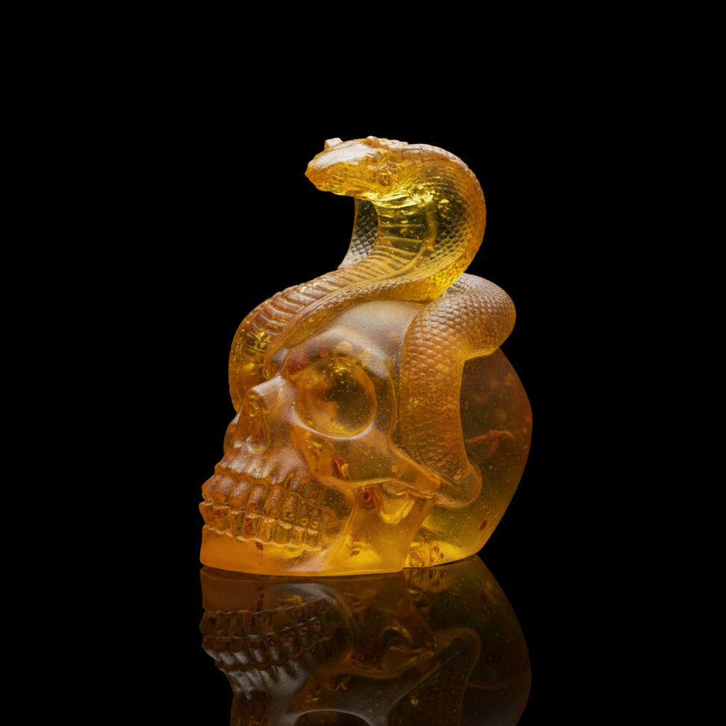 Made in USA Natural Baltic Amber Snake Skull Mini Figurine KIZIMA®