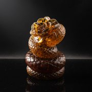 Snake with rose Baltic amber figurine by KIZIMA® — handmade in USA, additional view