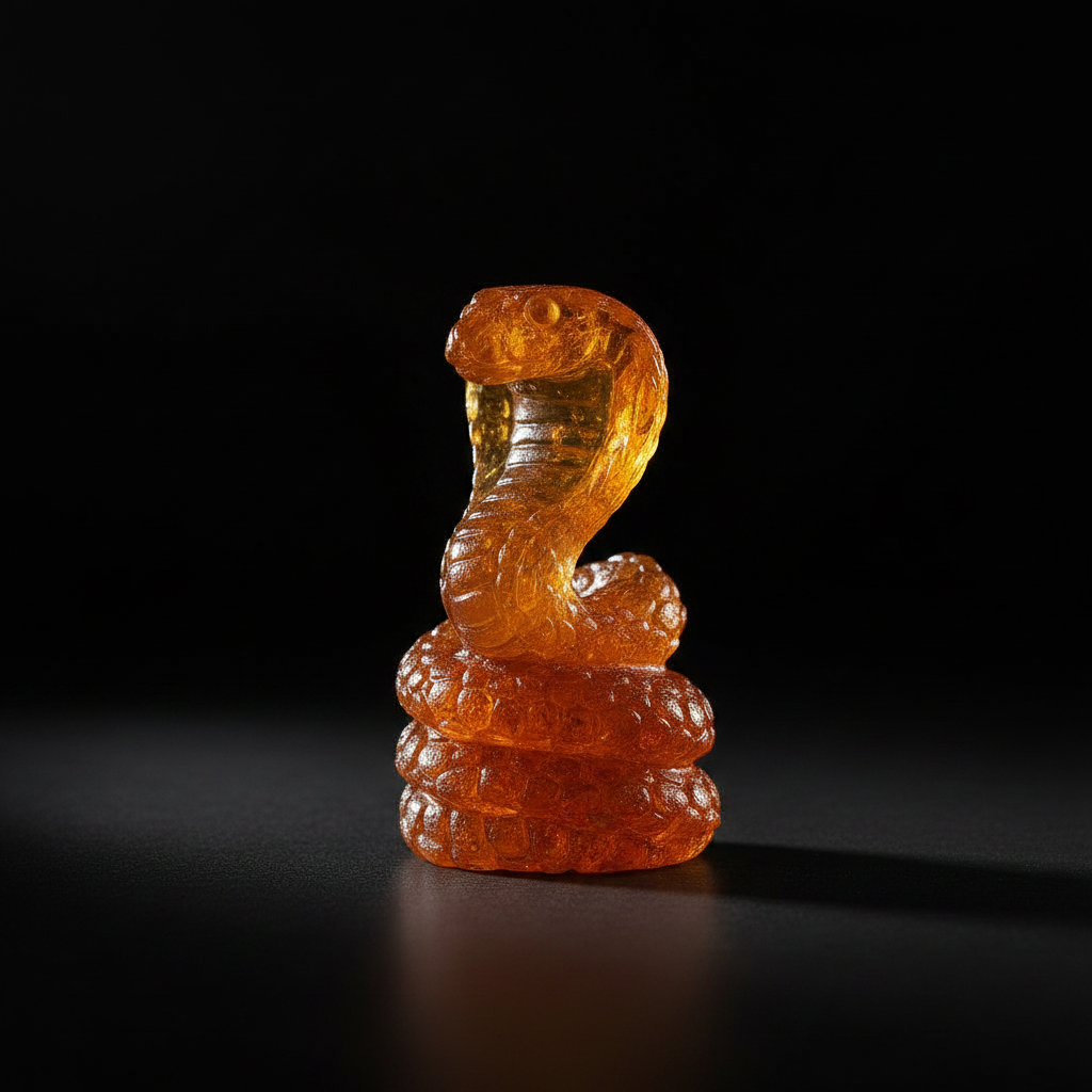 Made in USA Natural Baltic Amber Standing Cobra Figurine KIZIMA®