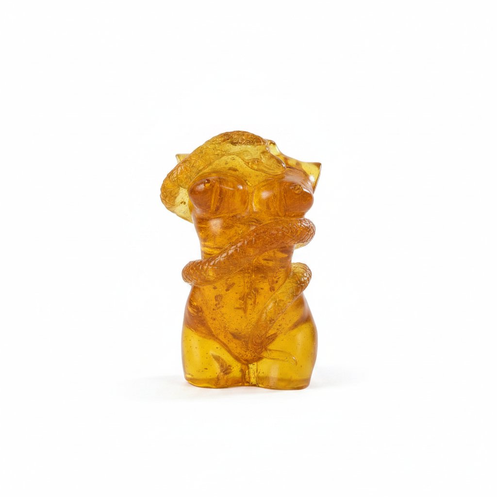 Woman and snake Baltic amber figurine by KIZIMA® — handmade in USA, additional view