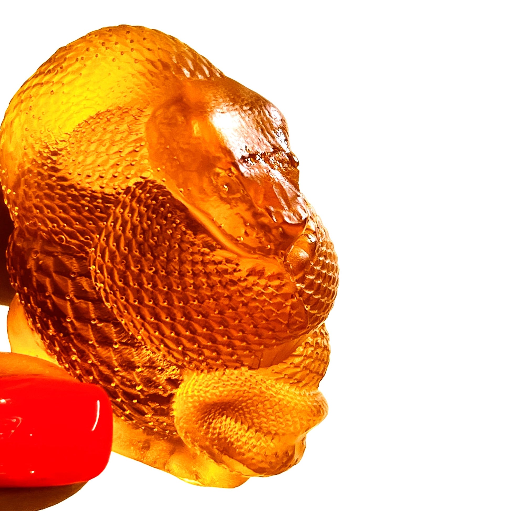 KIZIMA® zodiac snake Baltic amber figurine — genuine amber decor, handmade in USA, detail view