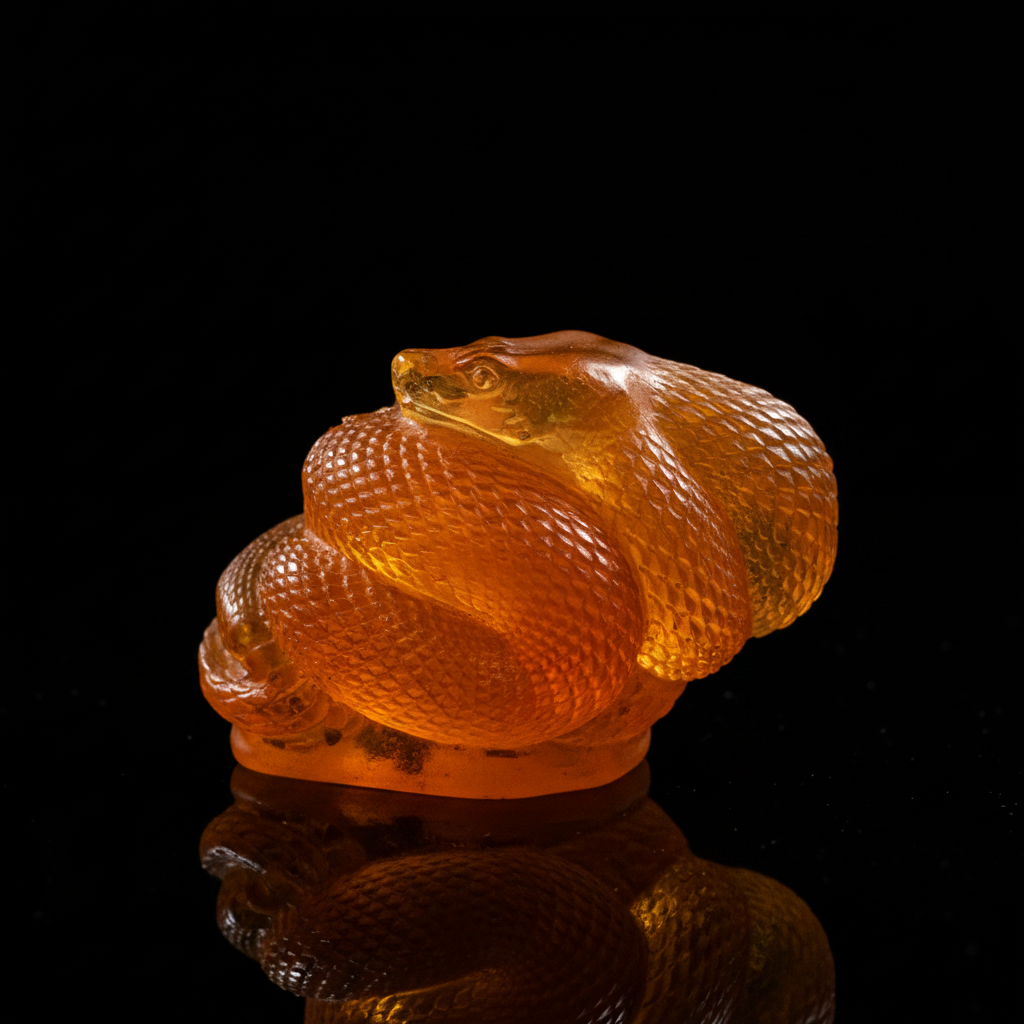 Zodiac snake Baltic amber figurine by KIZIMA® — handmade in USA, additional view