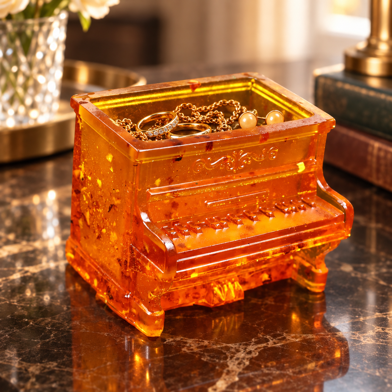 Upright Piano Baltic Amber Figurine — Made in USA | KIZIMA®