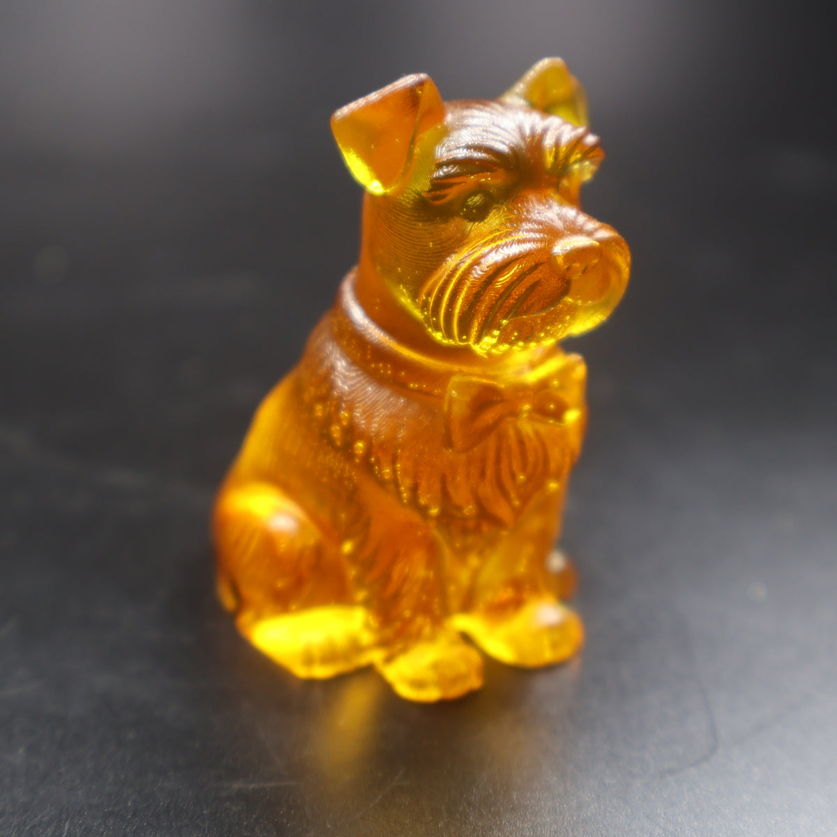 Golden amber Schnauzer dog collectible figurine, unique home decor Made in USA