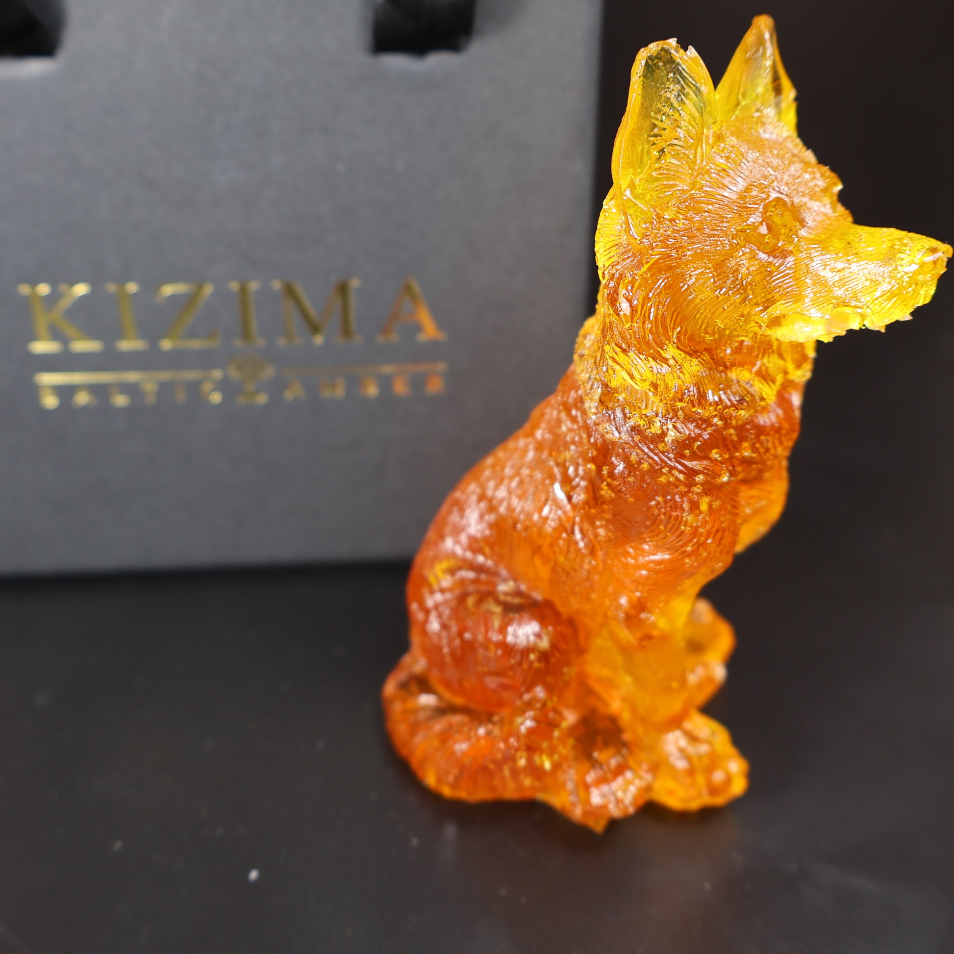 Amber wolf figurine collectible animal decor gift made in USA