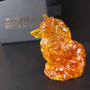 Handcrafted natural Baltic amber wolf figurine collectible made in USA KIZIMA