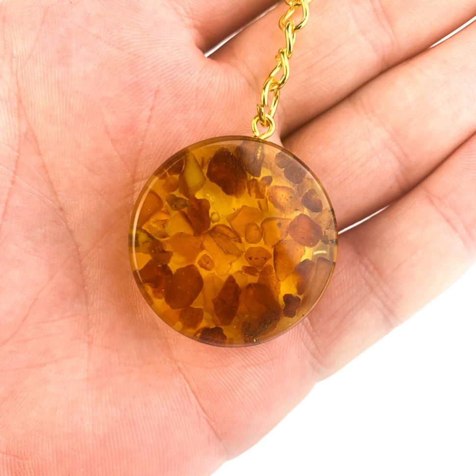 Amber Scorpio keychain back view natural Baltic amber stones Made in USA KIZIMA