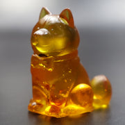 Natural Baltic amber puppy dog figurine with ball handcrafted in USA by KIZIMA