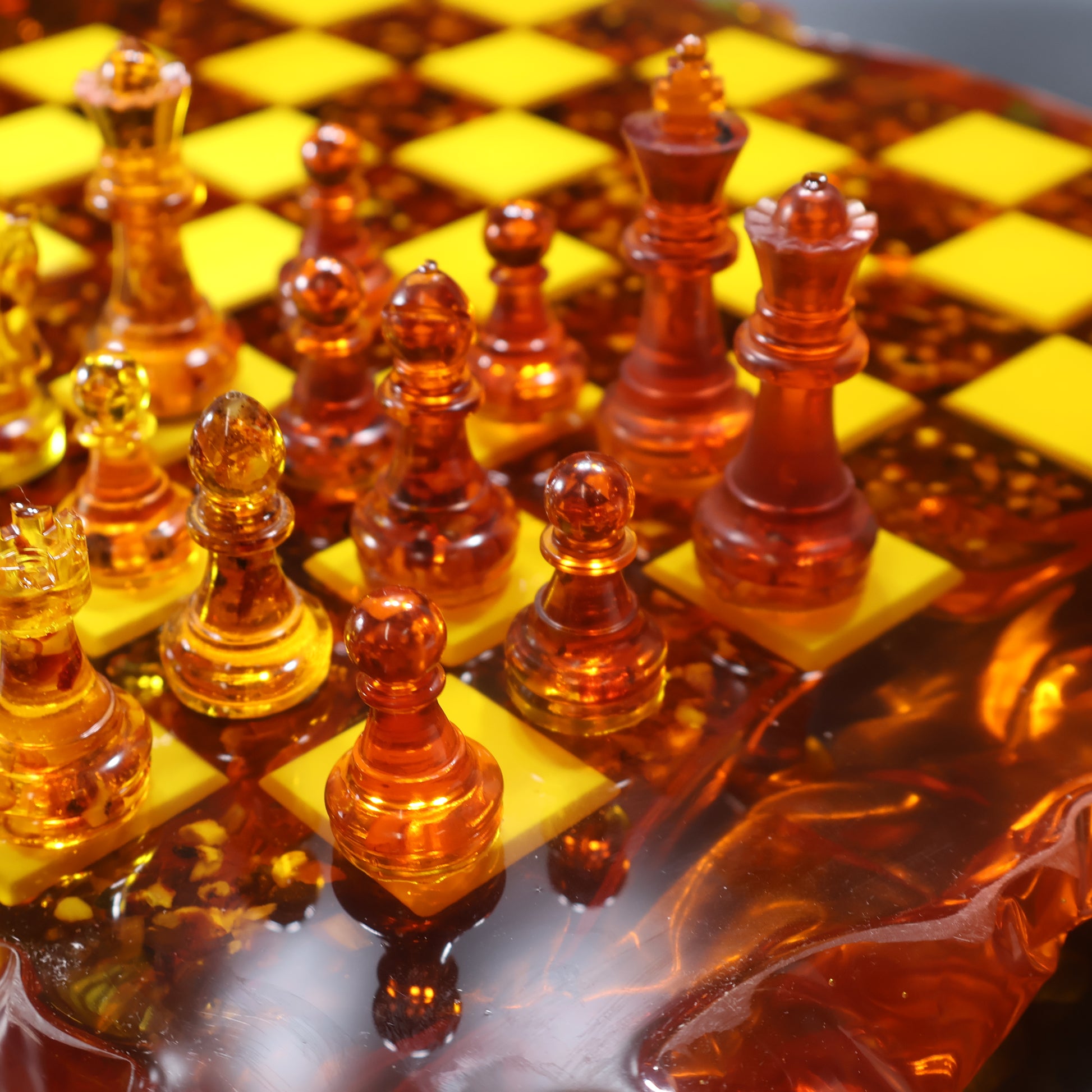 KIZIMA natural Baltic amber chess set, unique luxury gift for men, Brooklyn New York USA