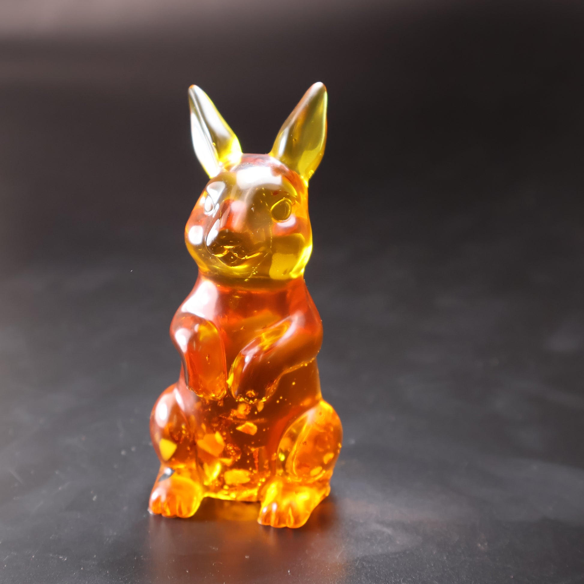 Baltic amber kangaroo figurine back view handmade amber gift