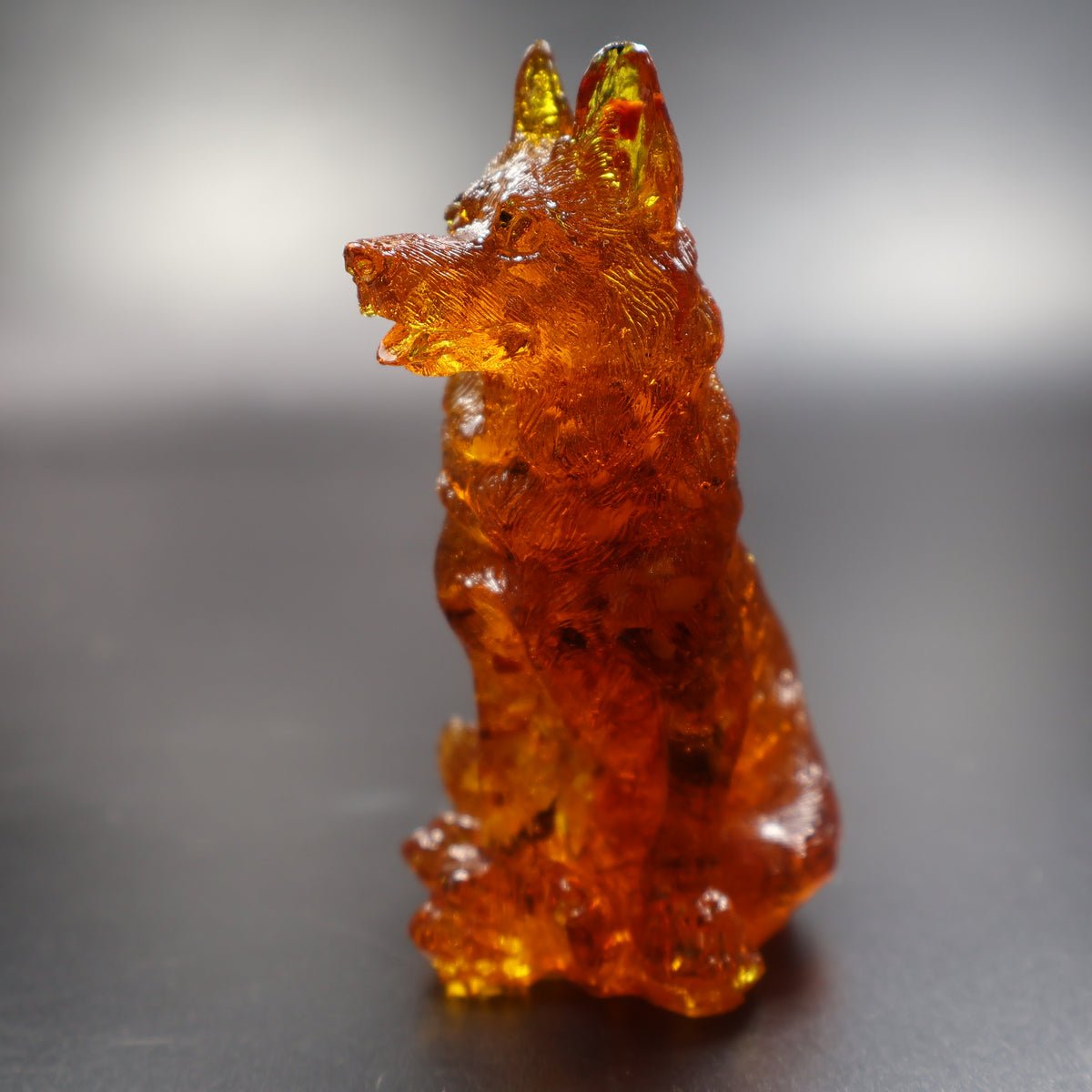 Baltic amber German Shepherd dog miniature sculpture, K9 handler gift by KIZIMA