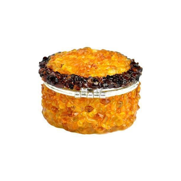 USA Handmade Natural Baltic Amber Jewelry Box Mirror Oval KIZIMA
