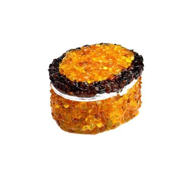 USA Handmade Natural Baltic Amber Jewelry Box Mirror Oval KIZIMA