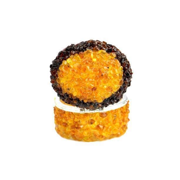 USA Handmade Natural Baltic Amber Jewelry Box Mirror Oval KIZIMA
