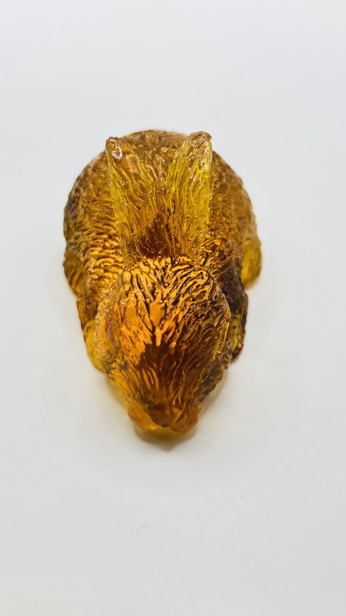 Rabbit  Figurine Handmade Amber Resin and Amber for Home Decor USA KIZIMA